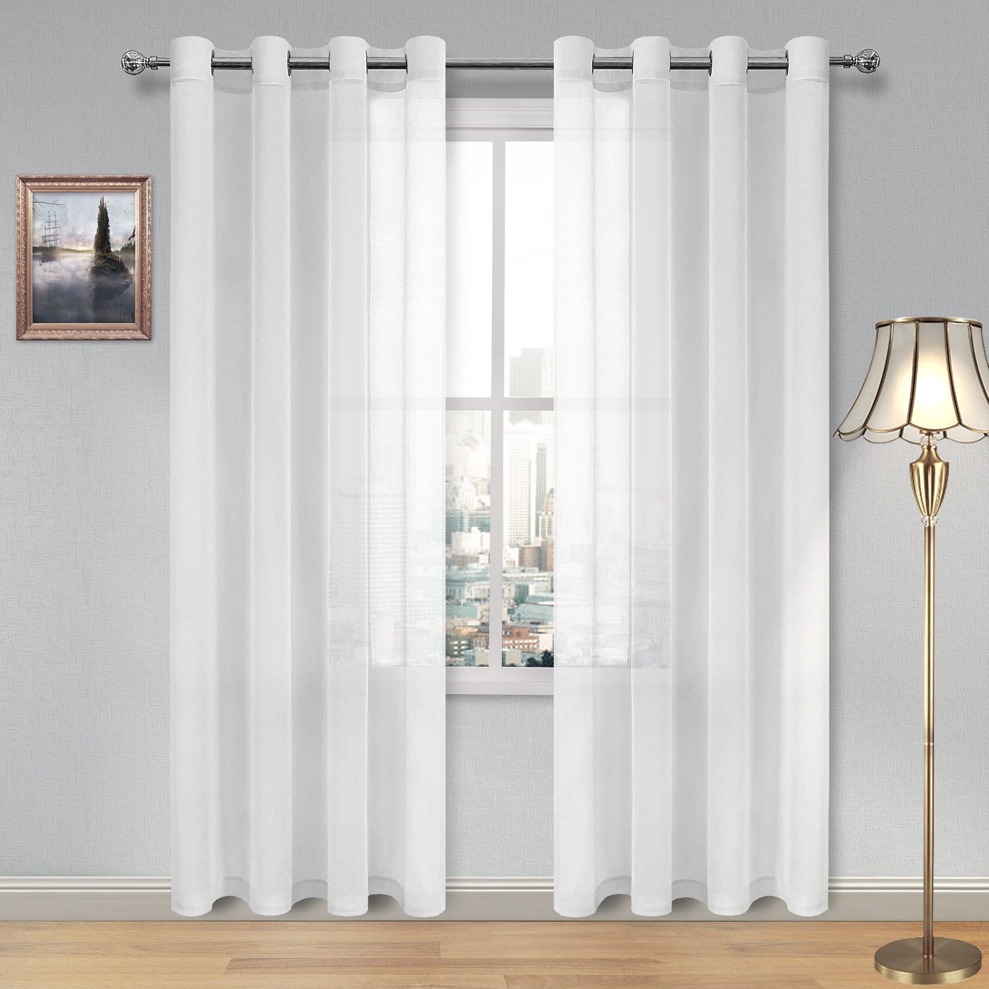 DWCN Faux Linen Sheer Curtains, Grommet Voile Window Curtain - DWCN UK