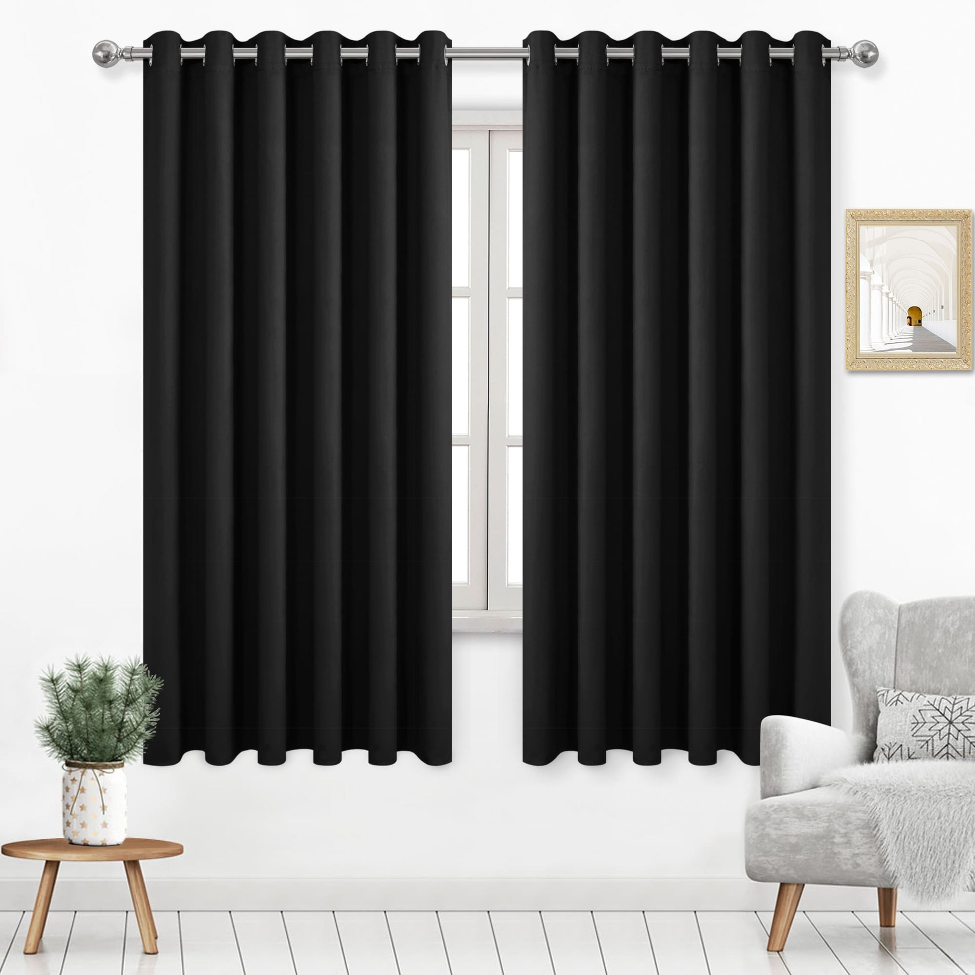 DWCN Thermal Blackout Curtains, Solid Grommet,  2 Panels - DWCN UK