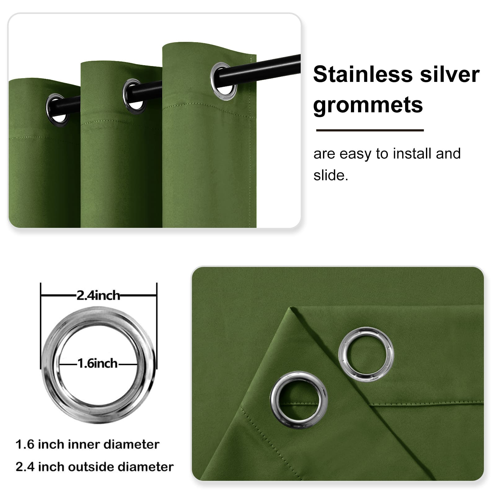 DWCN Thermal Blackout Curtains, Solid Grommet,  2 Panels - DWCN UK