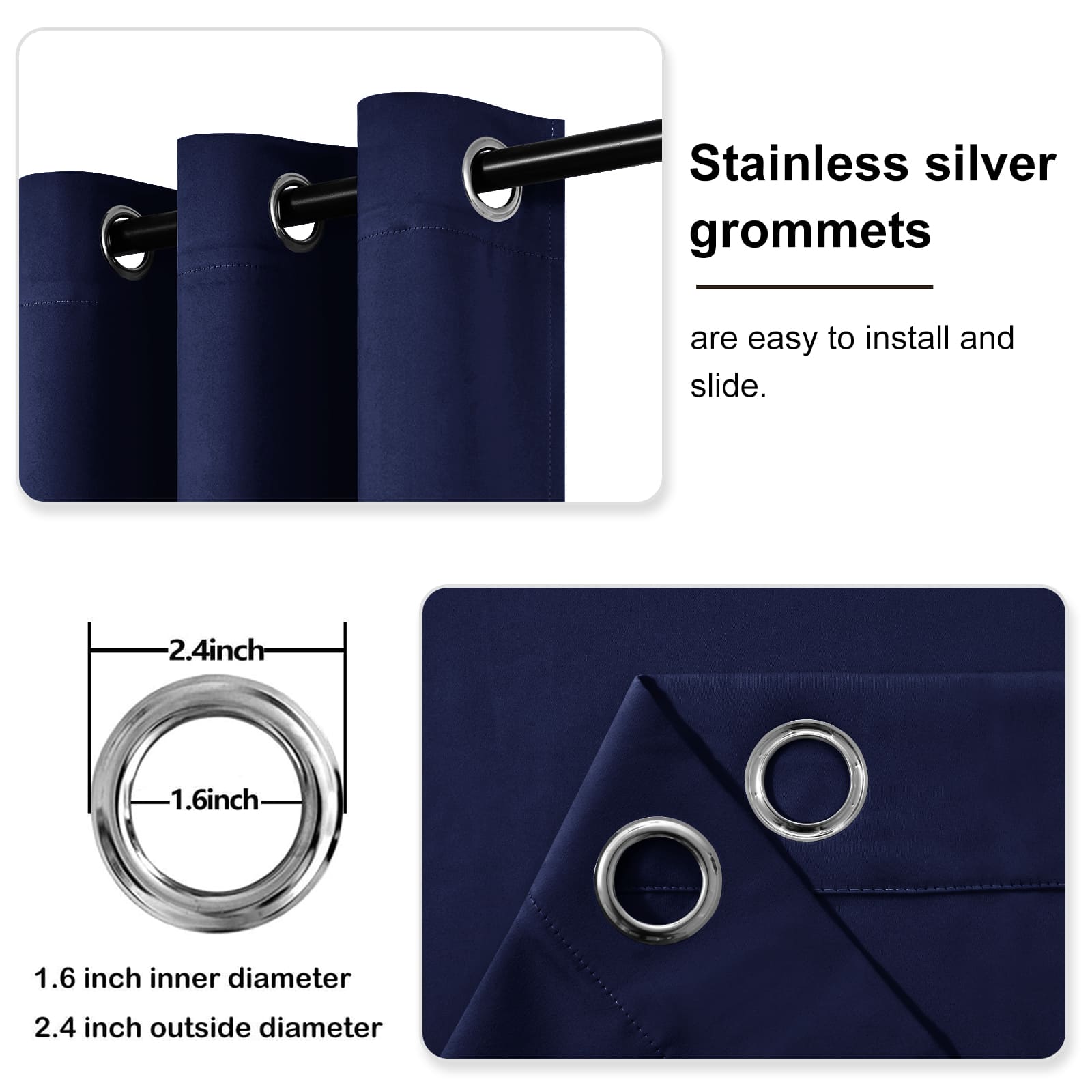 DWCN Thermal Blackout Curtains, Solid Grommet,  2 Panels - DWCN UK