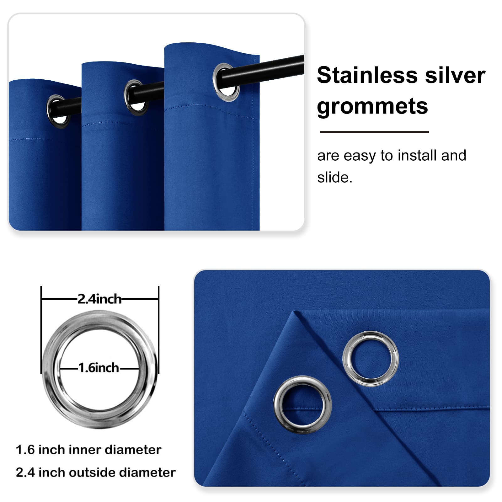 DWCN Thermal Blackout Curtains, Solid Grommet,  2 Panels - DWCN UK