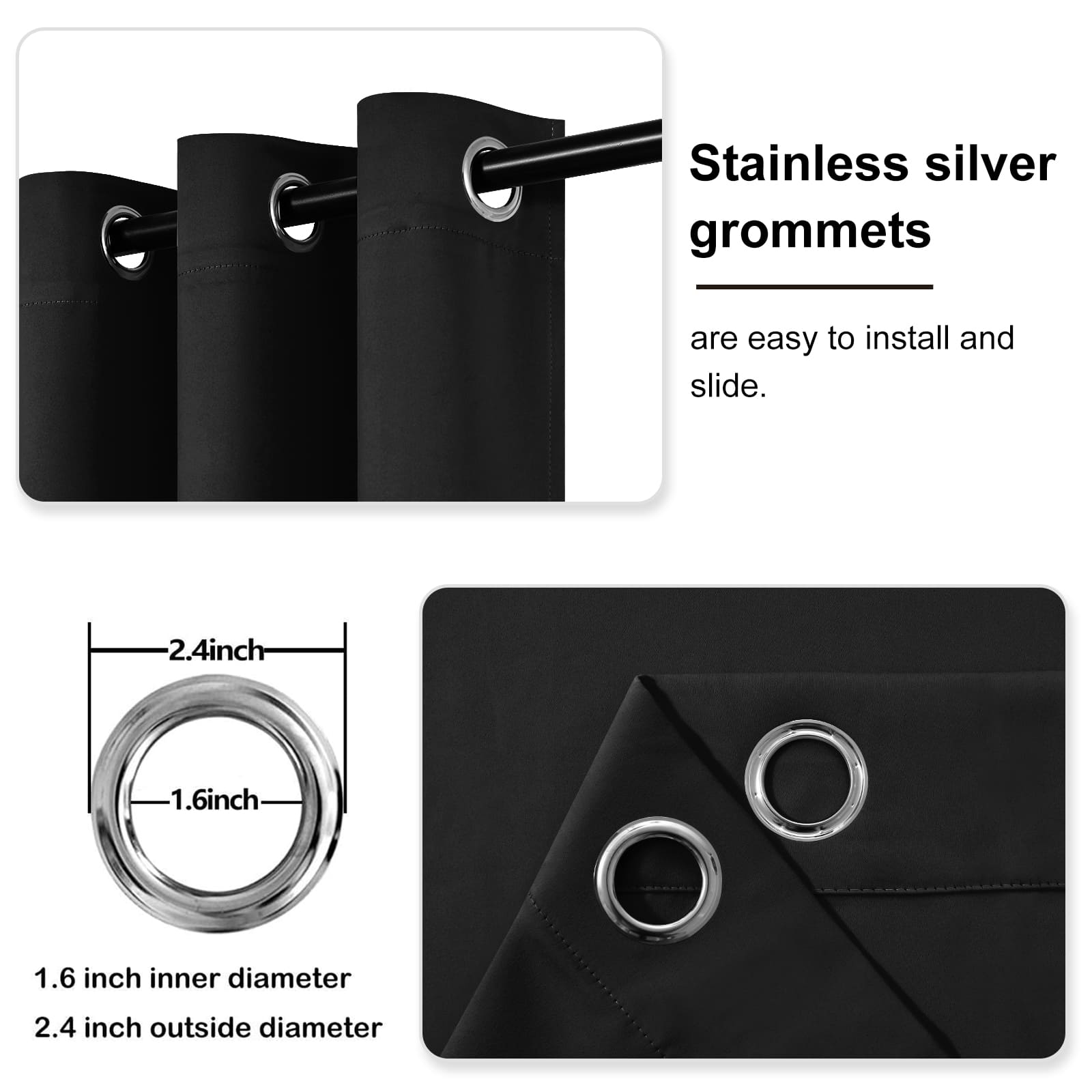 DWCN Thermal Blackout Curtains, Solid Grommet,  2 Panels - DWCN UK