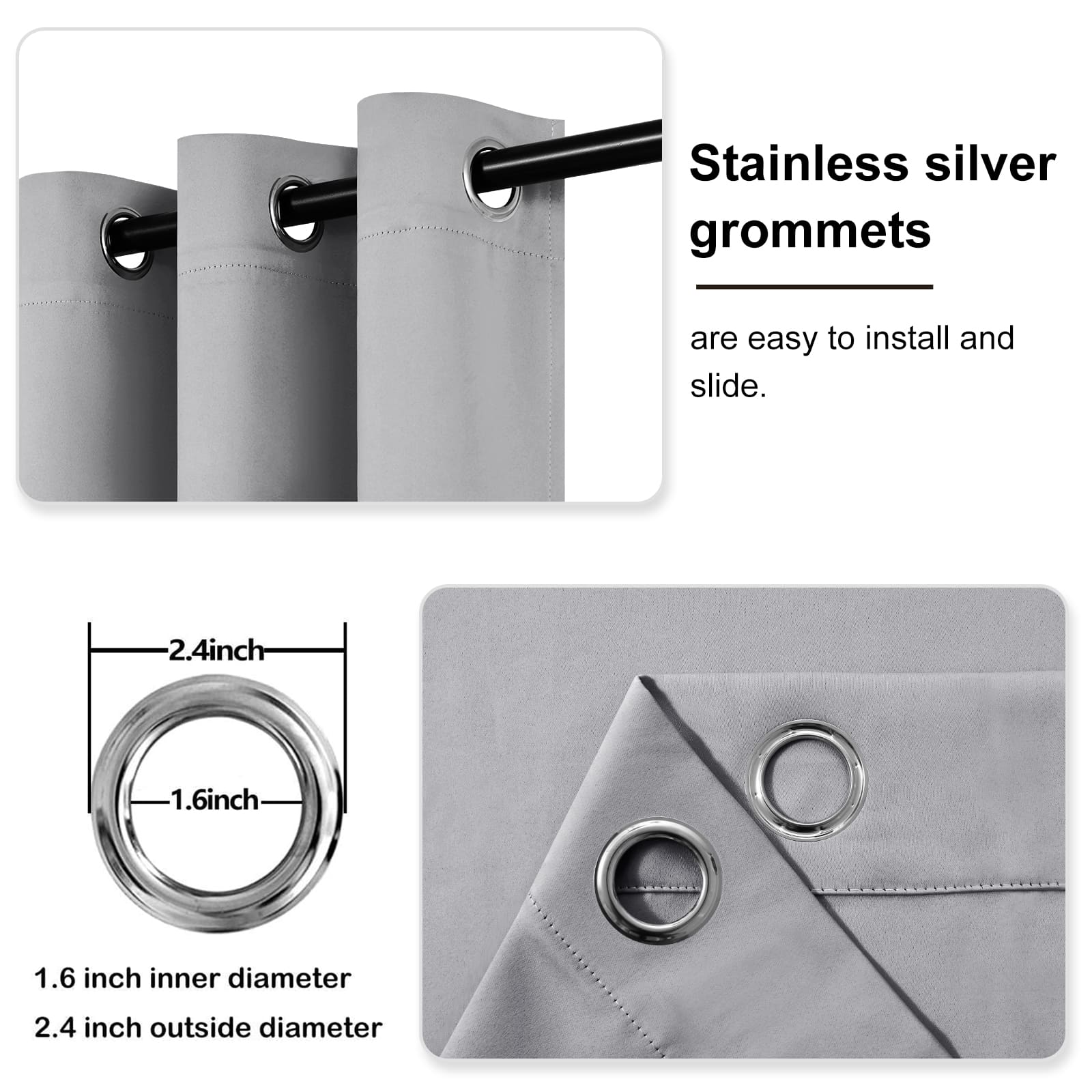 DWCN Thermal Blackout Curtains, Solid Grommet,  2 Panels - DWCN UK