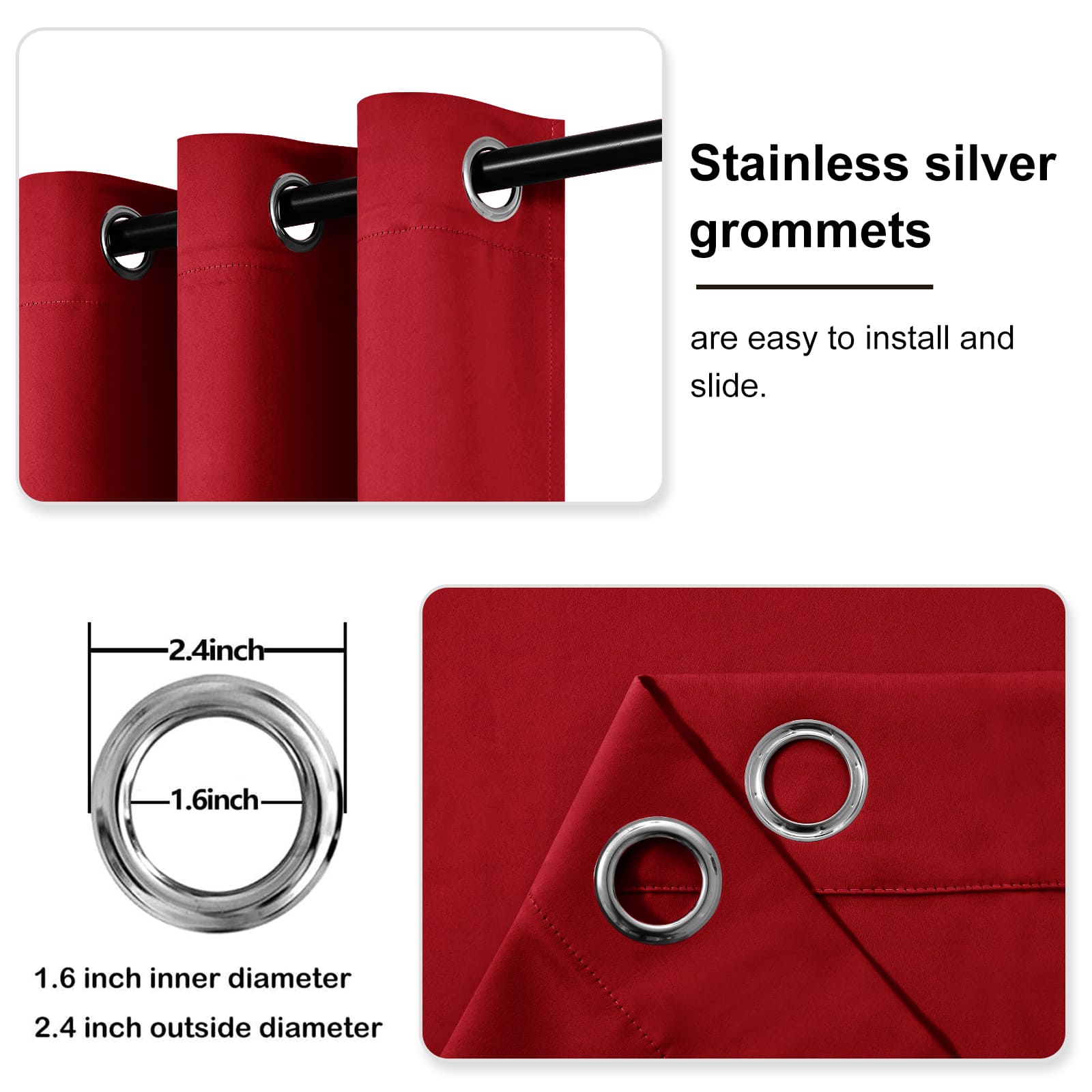 DWCN Thermal Blackout Curtains, Solid Grommet,  2 Panels - DWCN UK