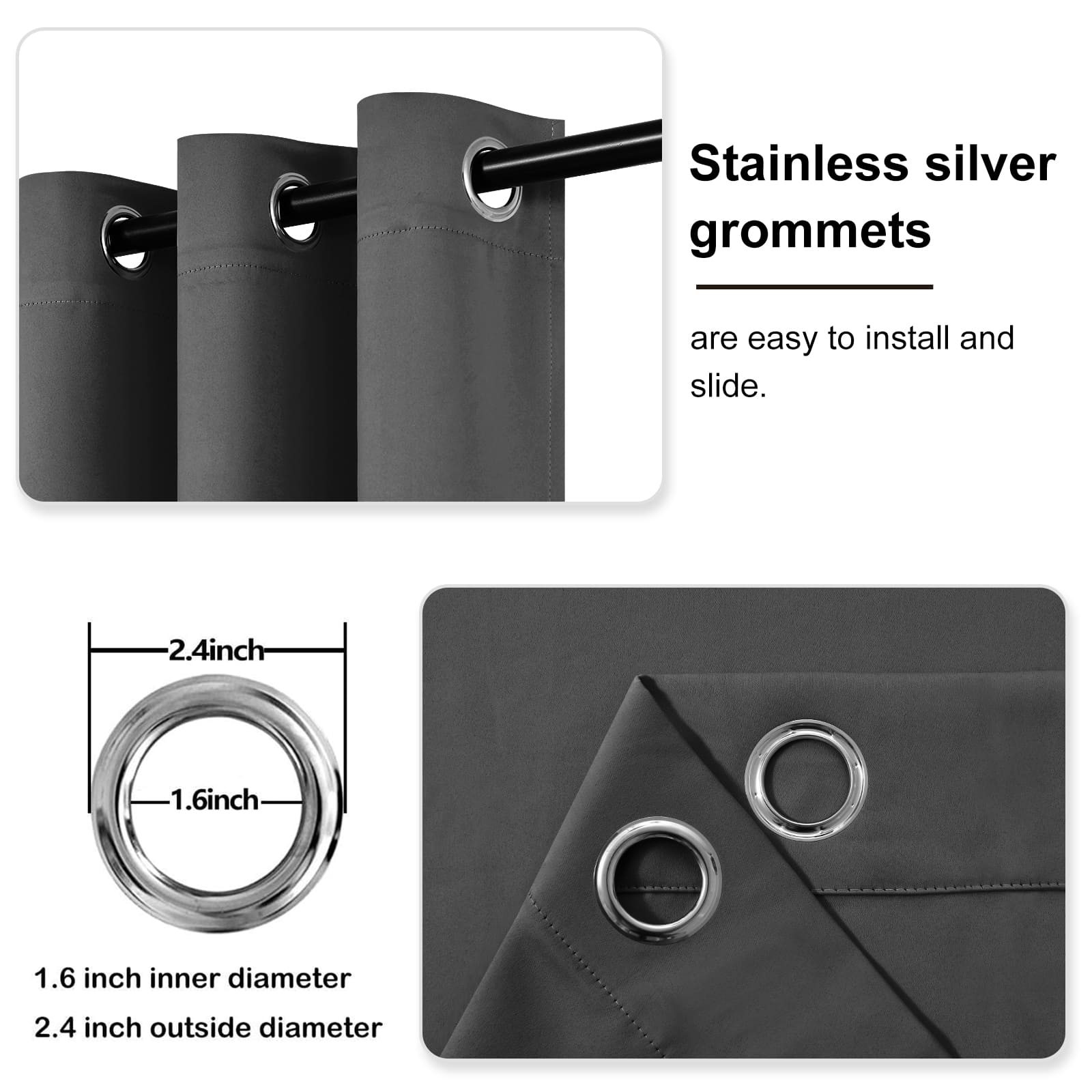 DWCN Thermal Blackout Curtains, Solid Grommet,  2 Panels - DWCN UK
