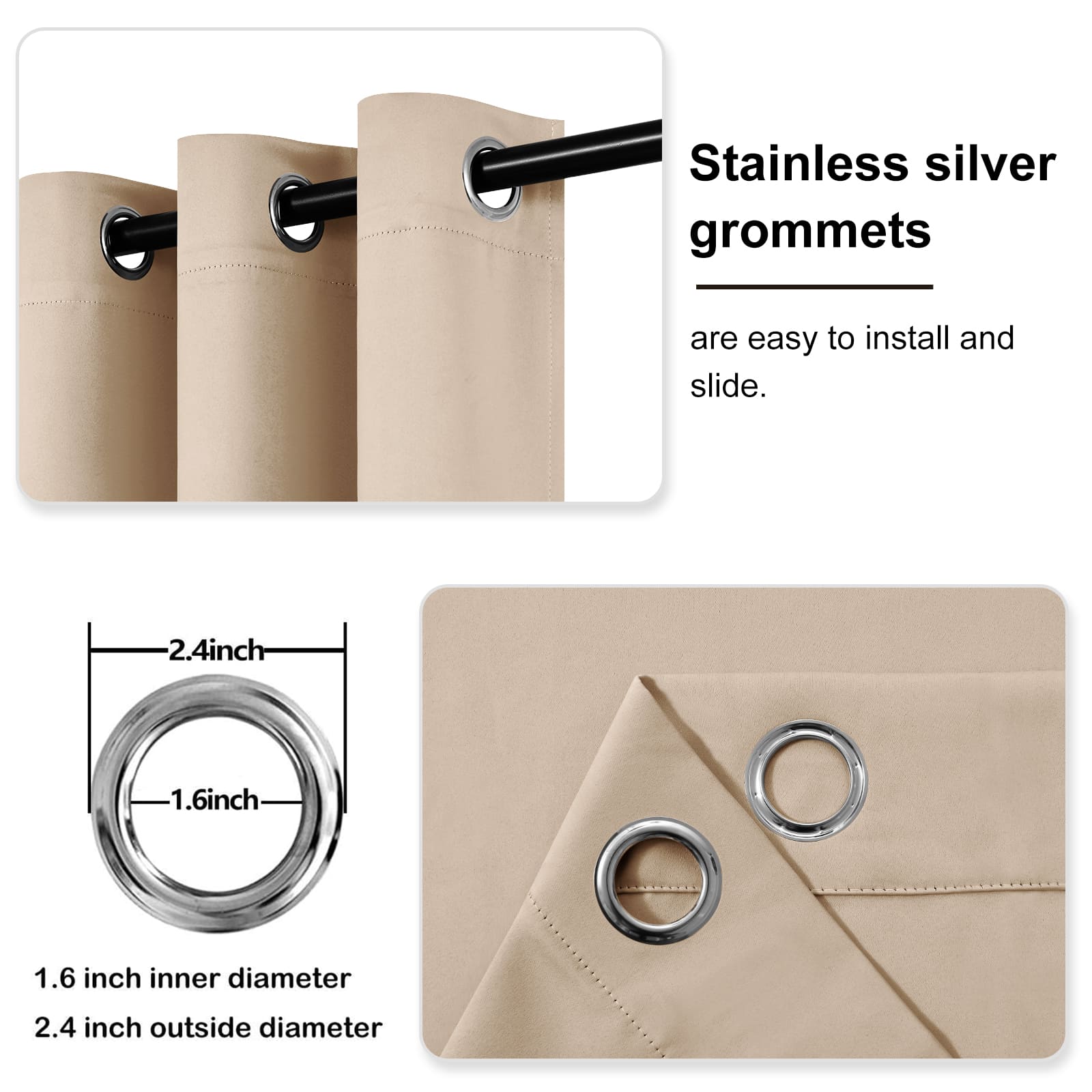 DWCN Thermal Blackout Curtains, Solid Grommet,  2 Panels - DWCN UK