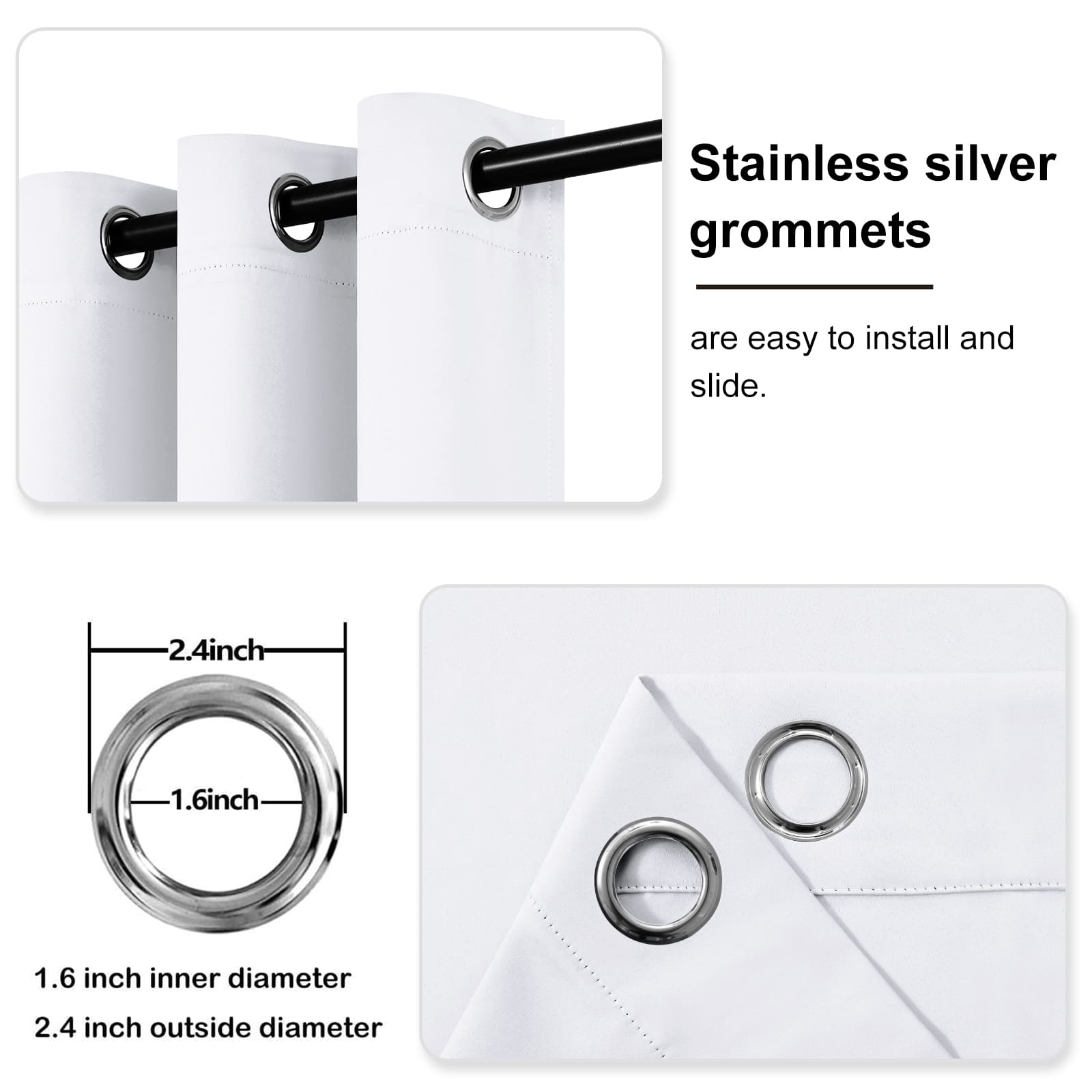 DWCN Thermal Blackout Curtains, Solid Grommet,  2 Panels - DWCN UK