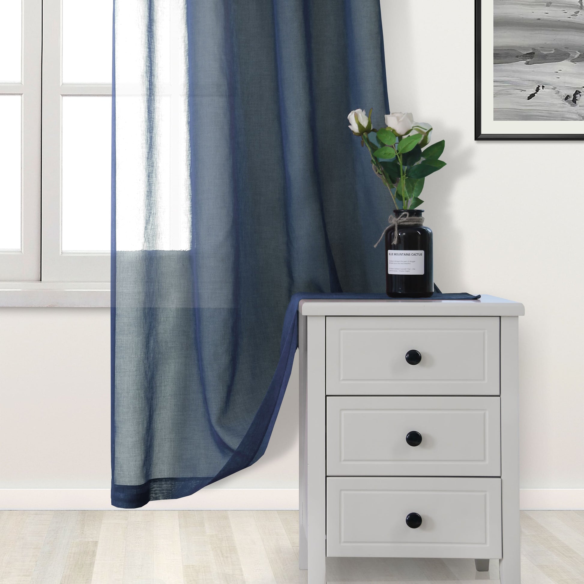 DWCN Faux Linen Sheer Curtains, Grommet Voile Window Curtain - DWCN UK