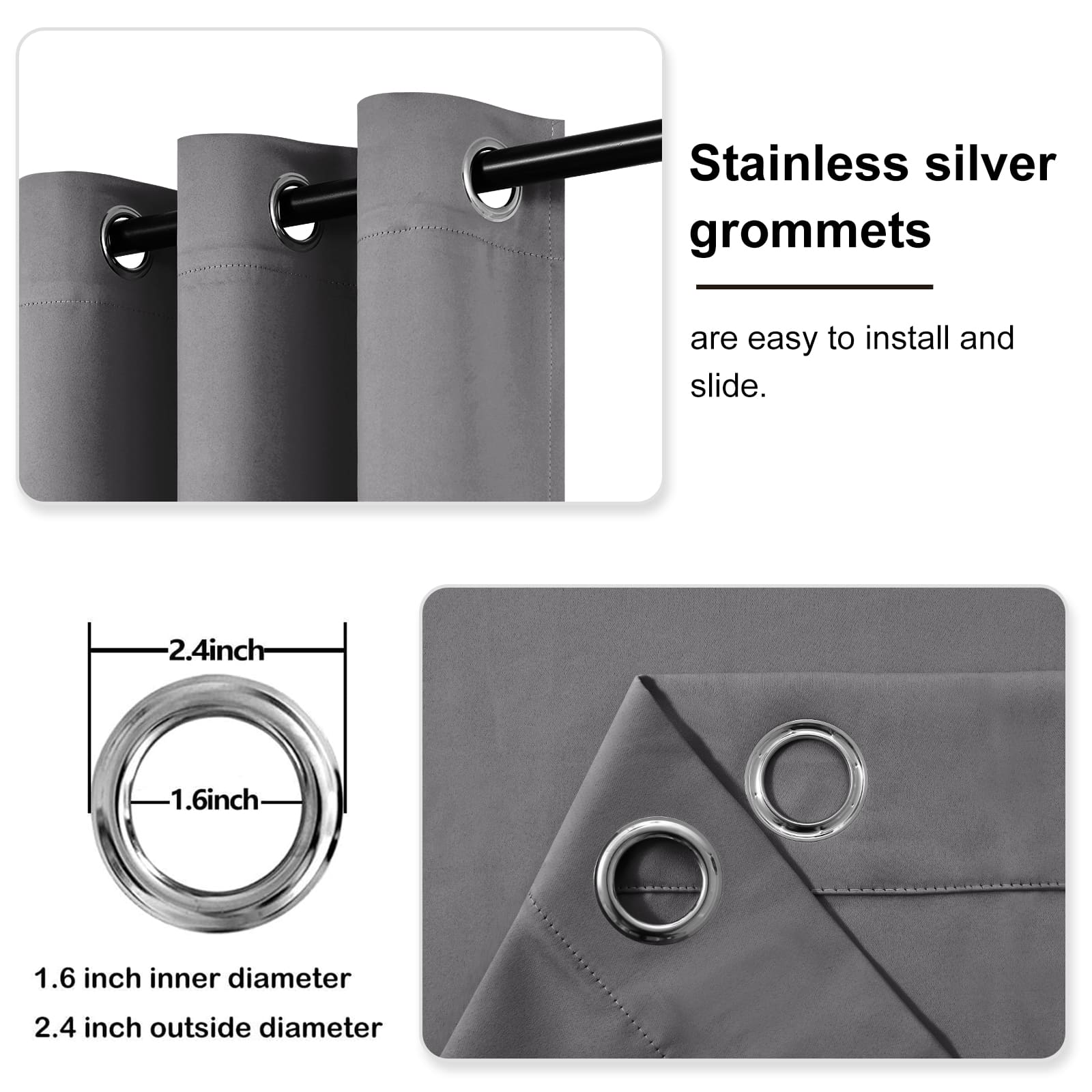 DWCN Thermal Blackout Curtains, Solid Grommet,  2 Panels - DWCN UK