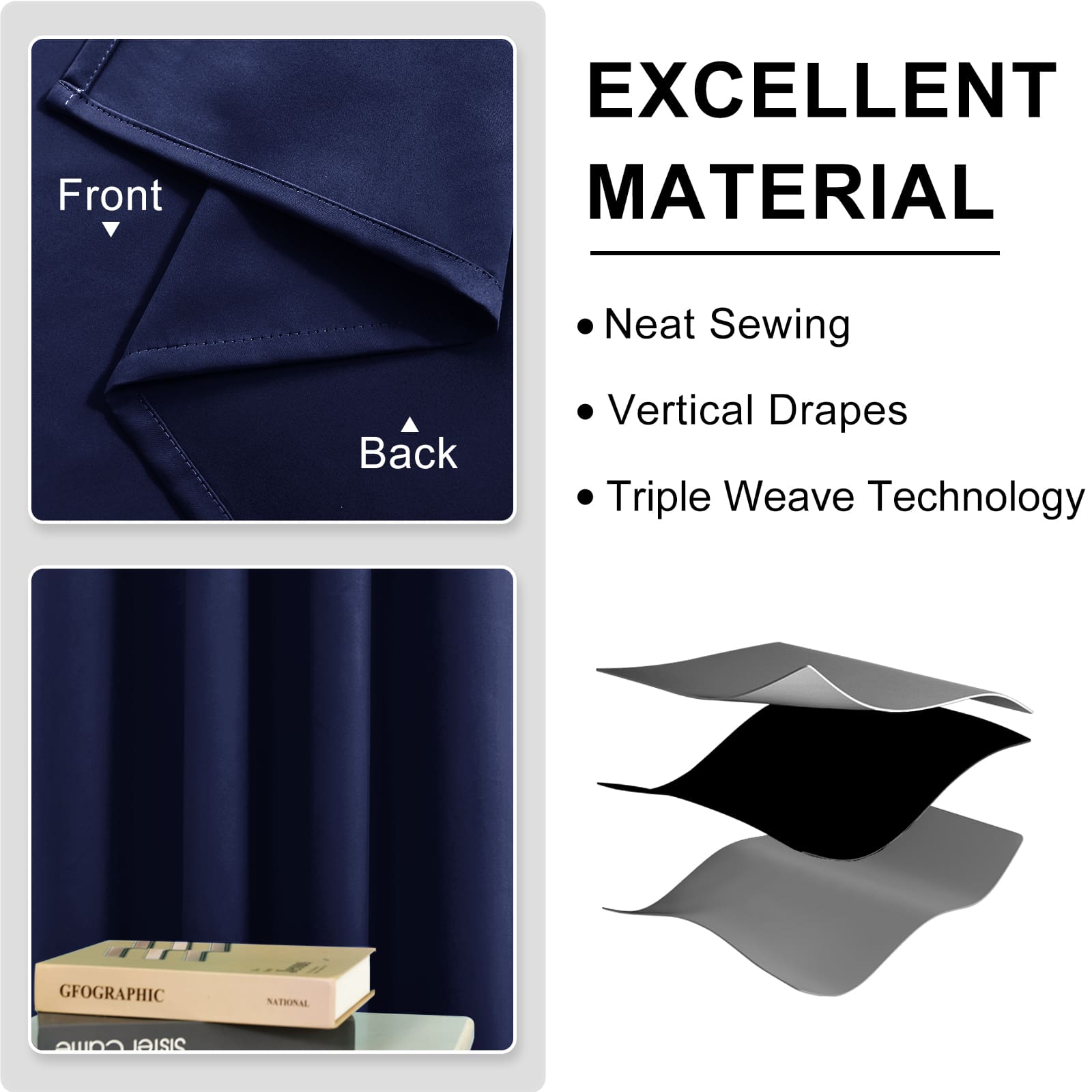DWCN Thermal Blackout Curtains, Solid Grommet,  2 Panels - DWCN UK