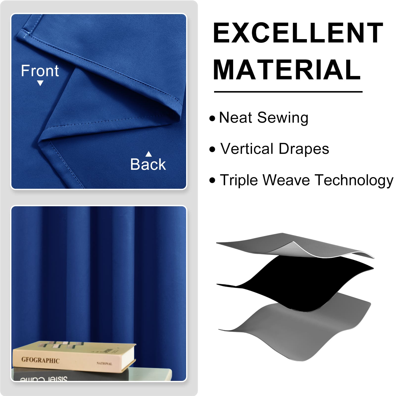 DWCN Thermal Blackout Curtains, Solid Grommet,  2 Panels - DWCN UK