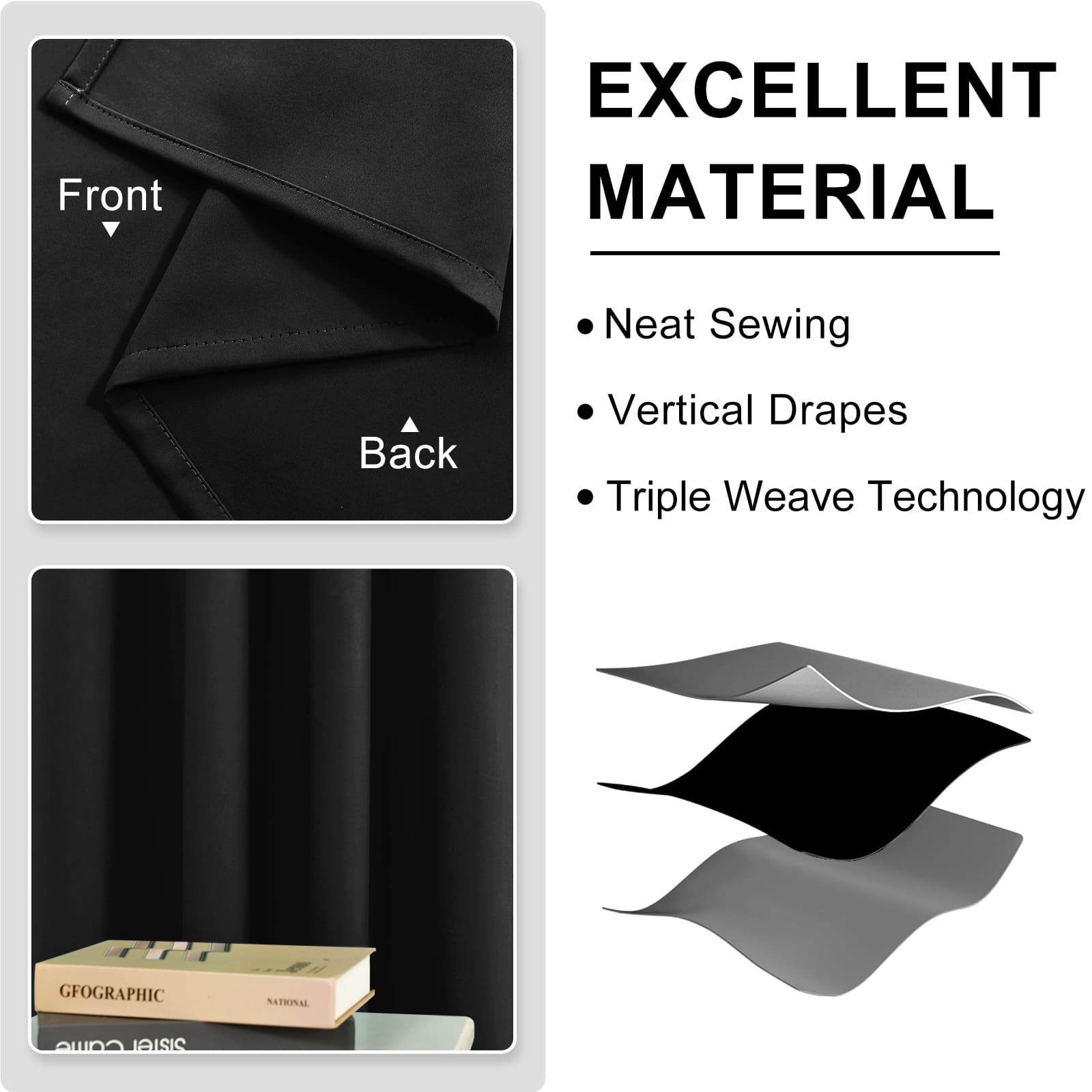 DWCN Thermal Blackout Curtains, Solid Grommet,  2 Panels - DWCN UK