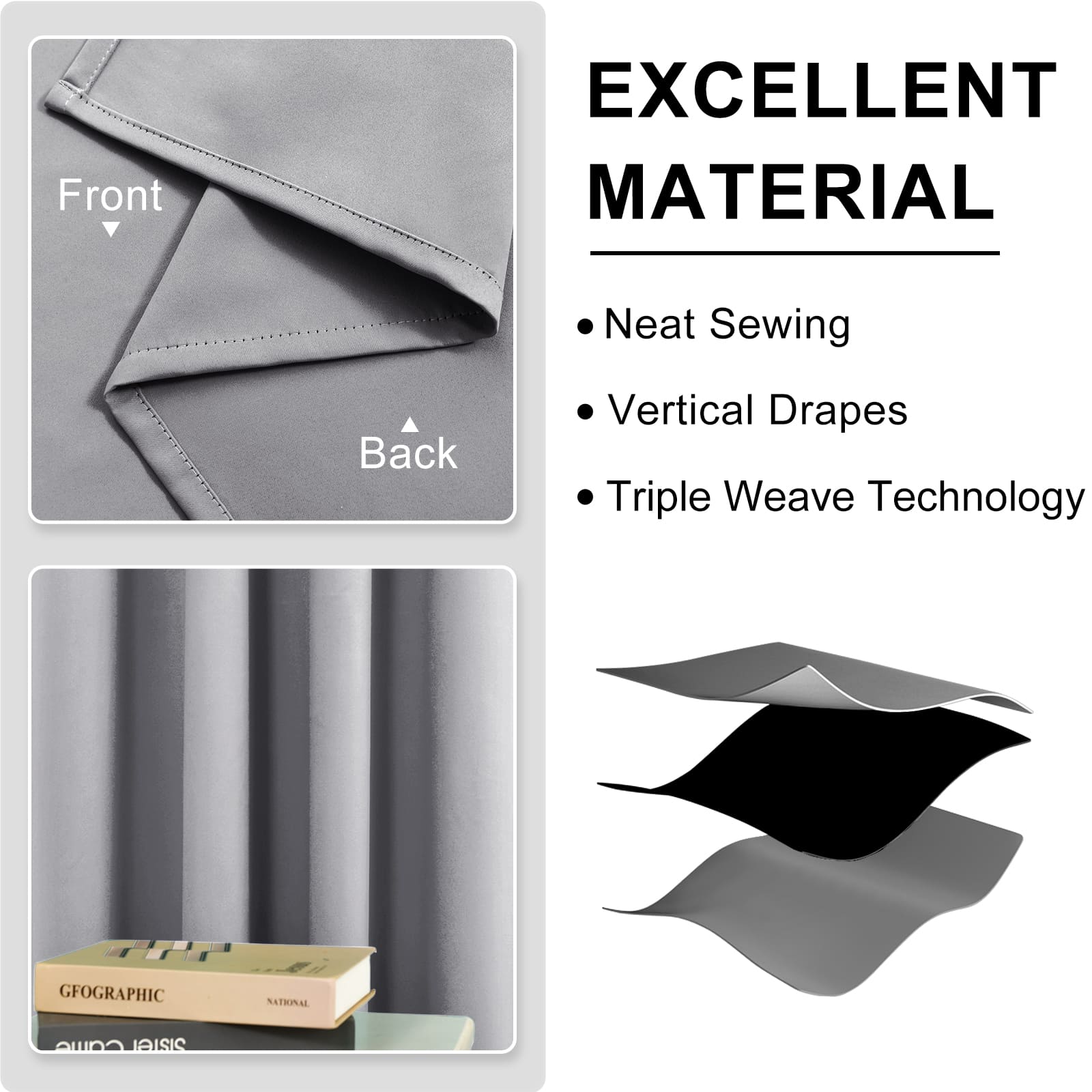 DWCN Thermal Blackout Curtains, Solid Grommet,  2 Panels - DWCN UK