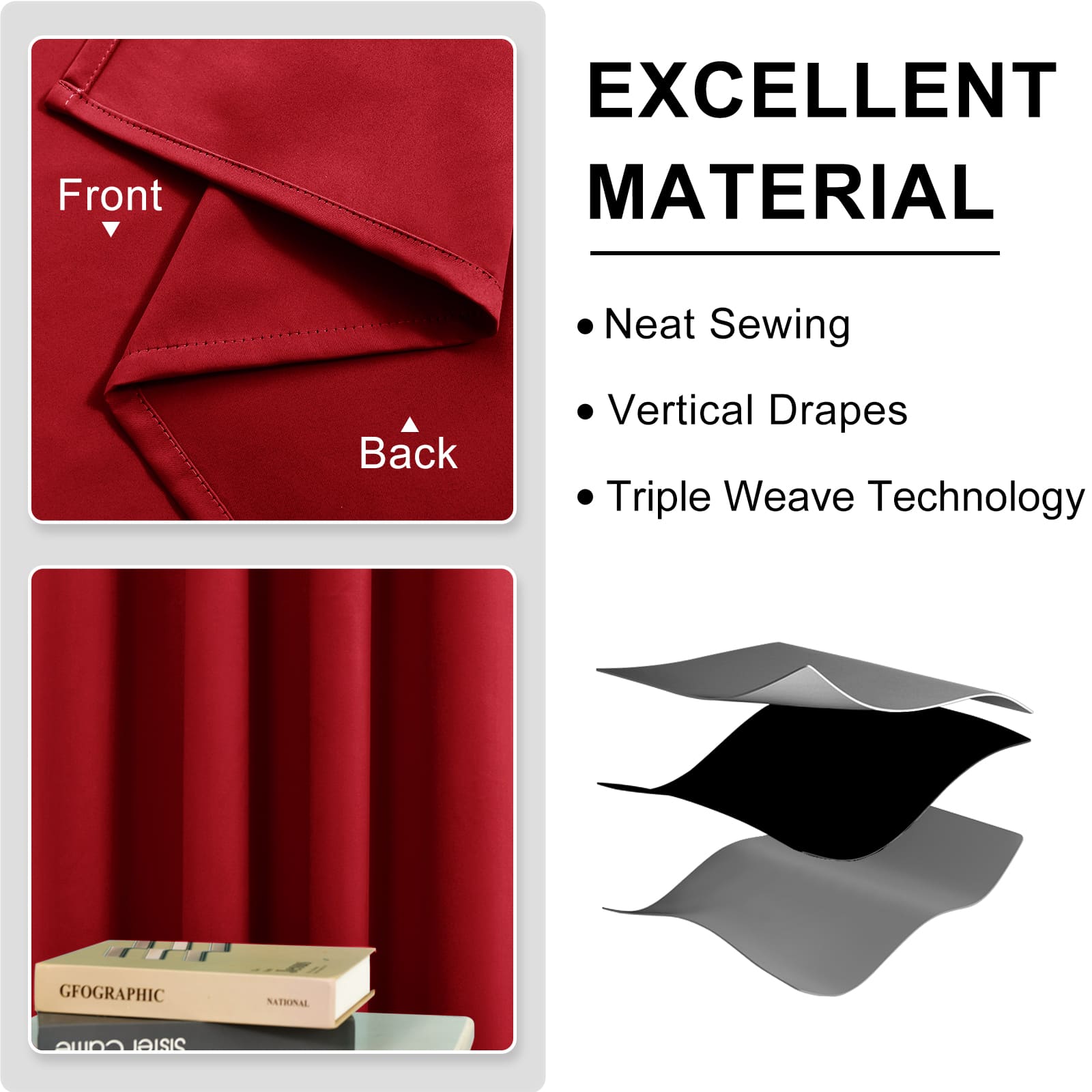 DWCN Thermal Blackout Curtains, Solid Grommet,  2 Panels - DWCN UK
