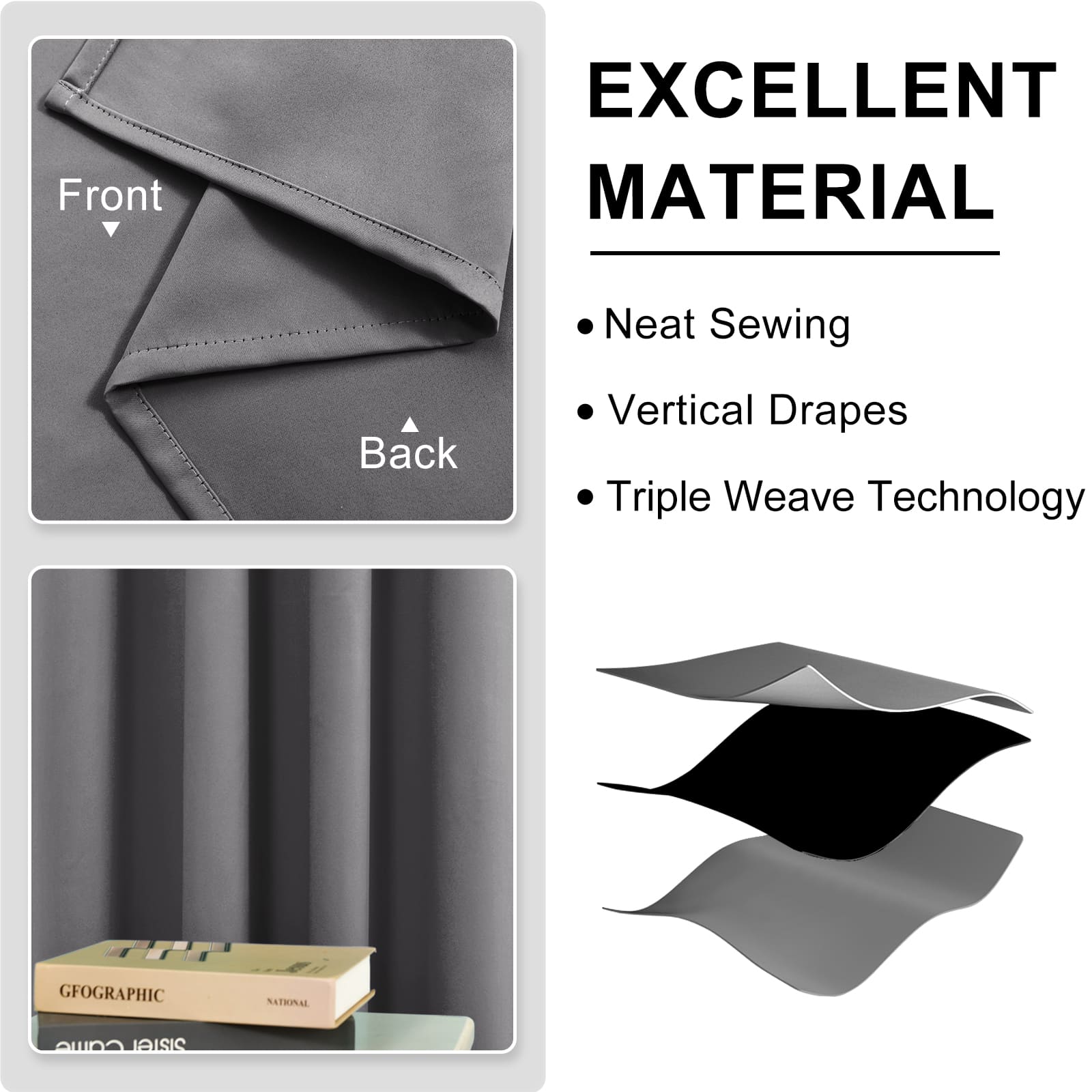 DWCN Thermal Blackout Curtains, Solid Grommet,  2 Panels - DWCN UK