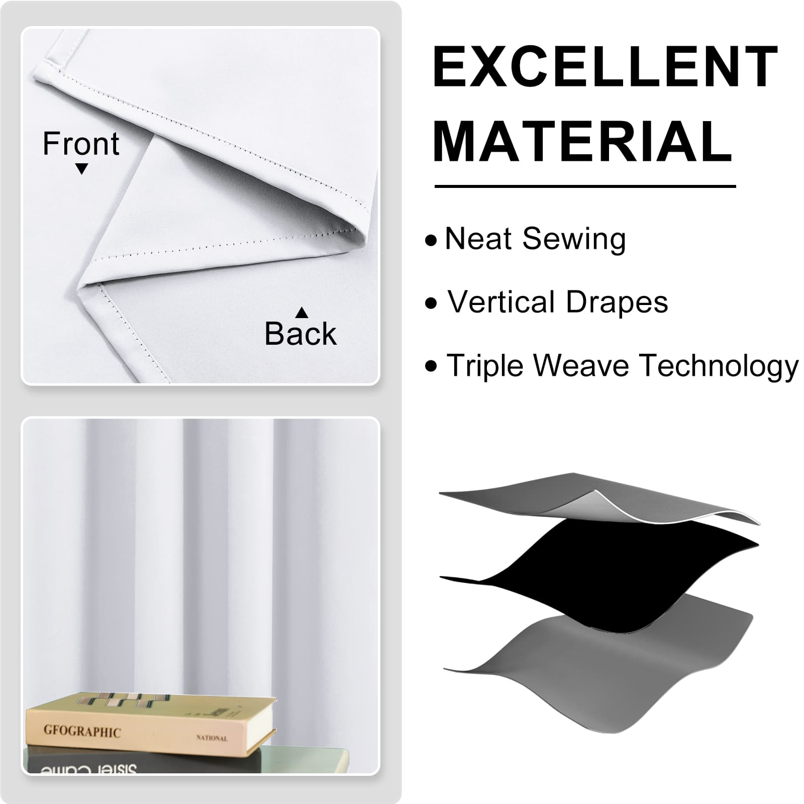 DWCN Thermal Blackout Curtains, Solid Grommet,  2 Panels - DWCN UK