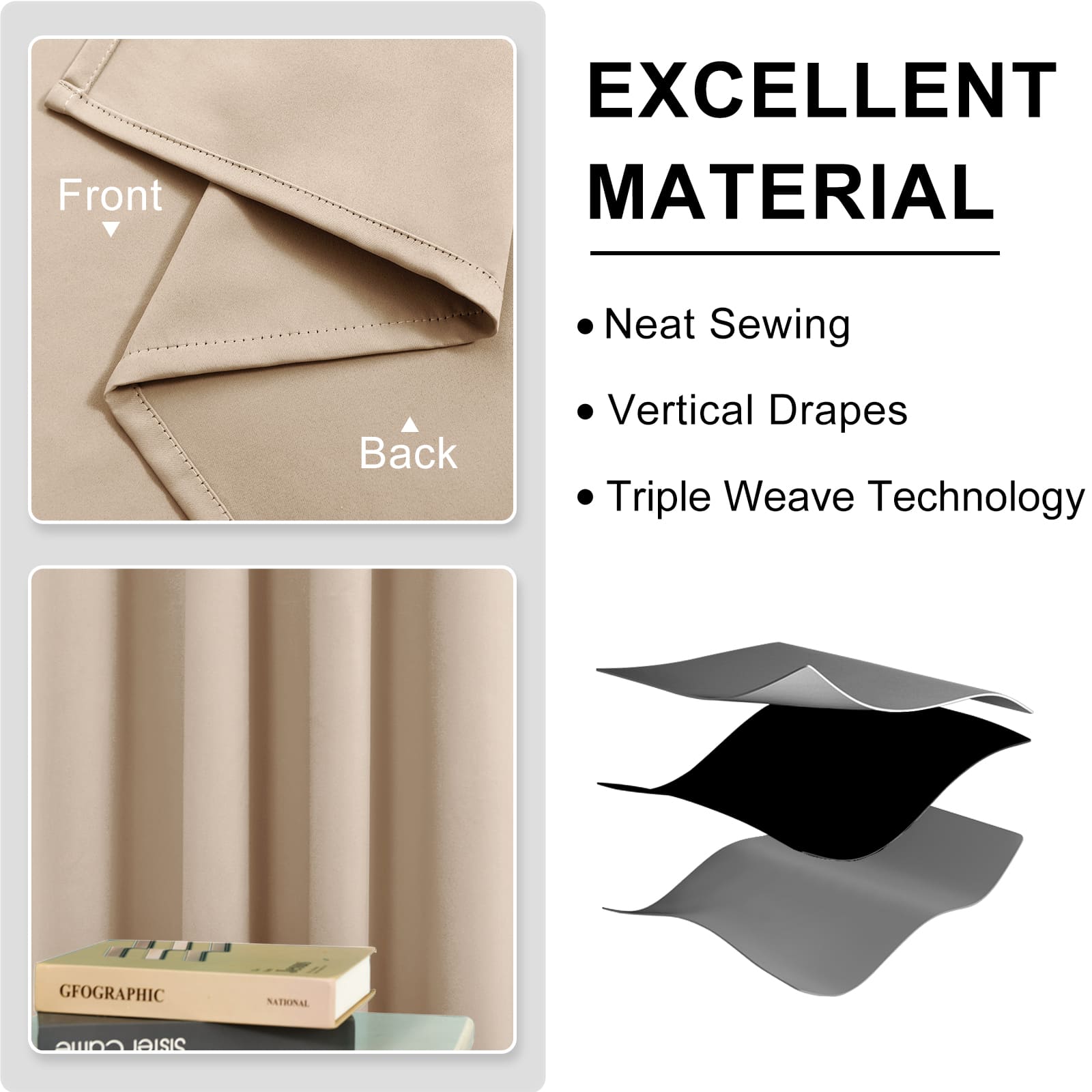 DWCN Thermal Blackout Curtains, Solid Grommet,  2 Panels - DWCN UK