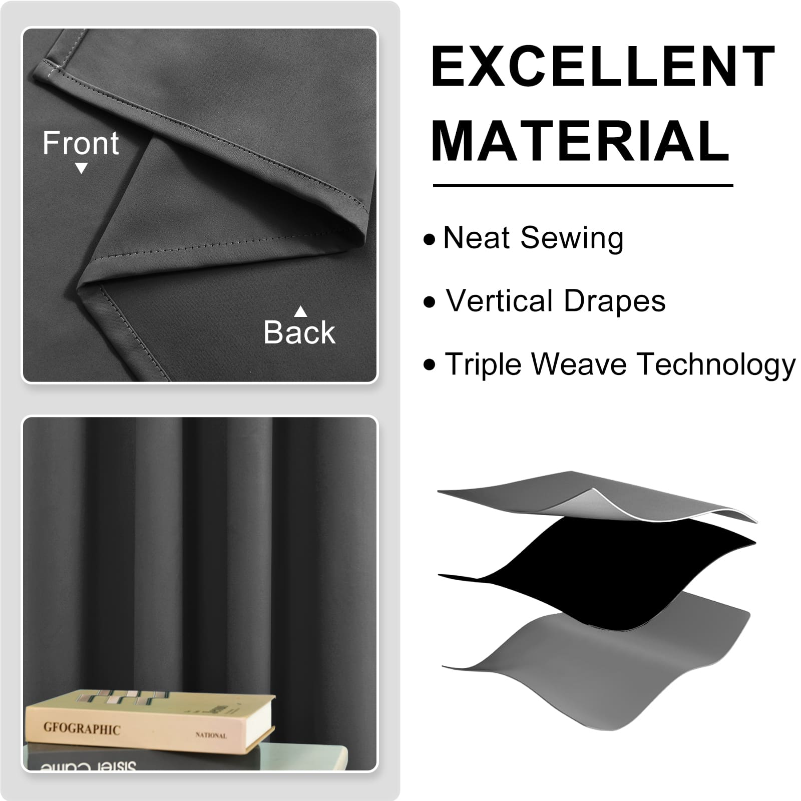 DWCN Thermal Blackout Curtains, Solid Grommet,  2 Panels - DWCN UK