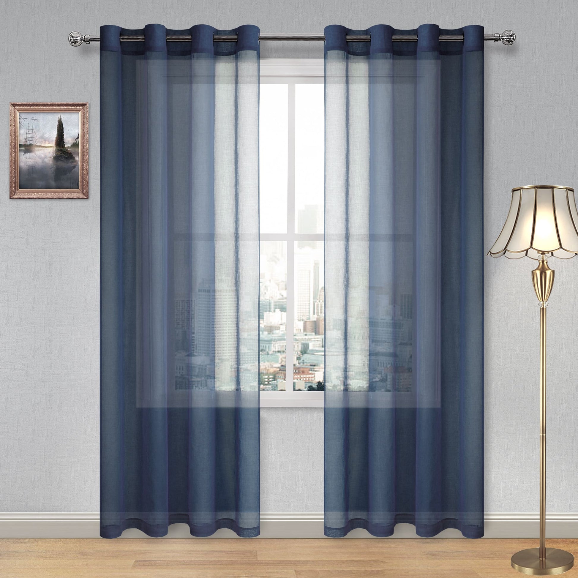 DWCN Faux Linen Sheer Curtains, Grommet Voile Window Curtain - DWCN UK