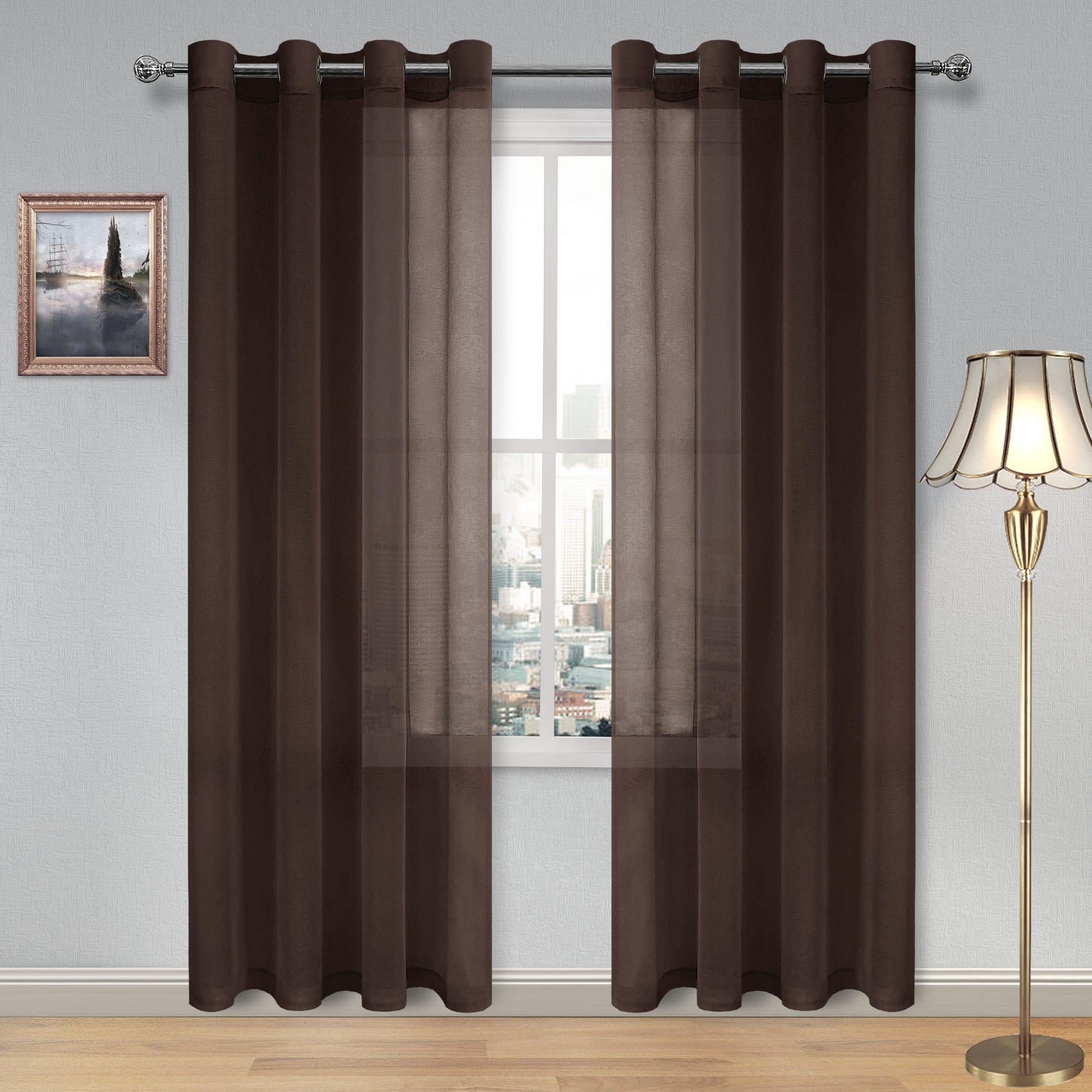 DWCN Faux Linen Sheer Curtains, Grommet Voile Window Curtain - DWCN UK