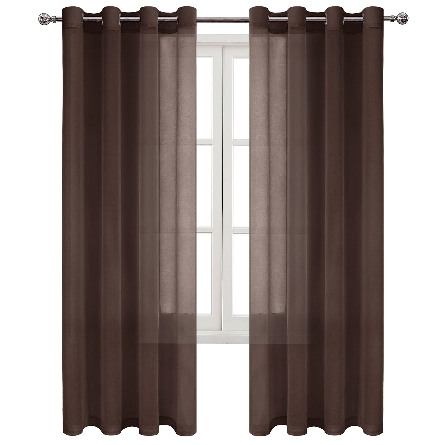 DWCN Faux Linen Sheer Curtains, Grommet Voile Window Curtain - DWCN UK