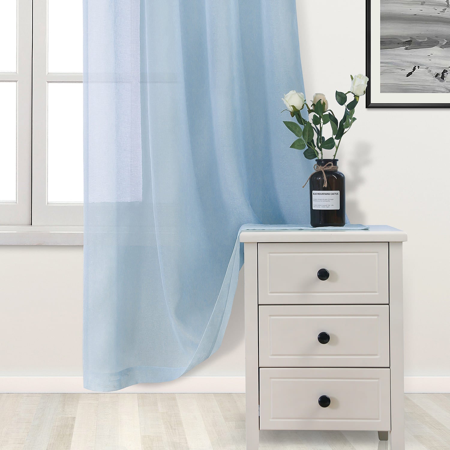 DWCN Faux Linen Sheer Curtains, Grommet Voile Window Curtain - DWCN UK