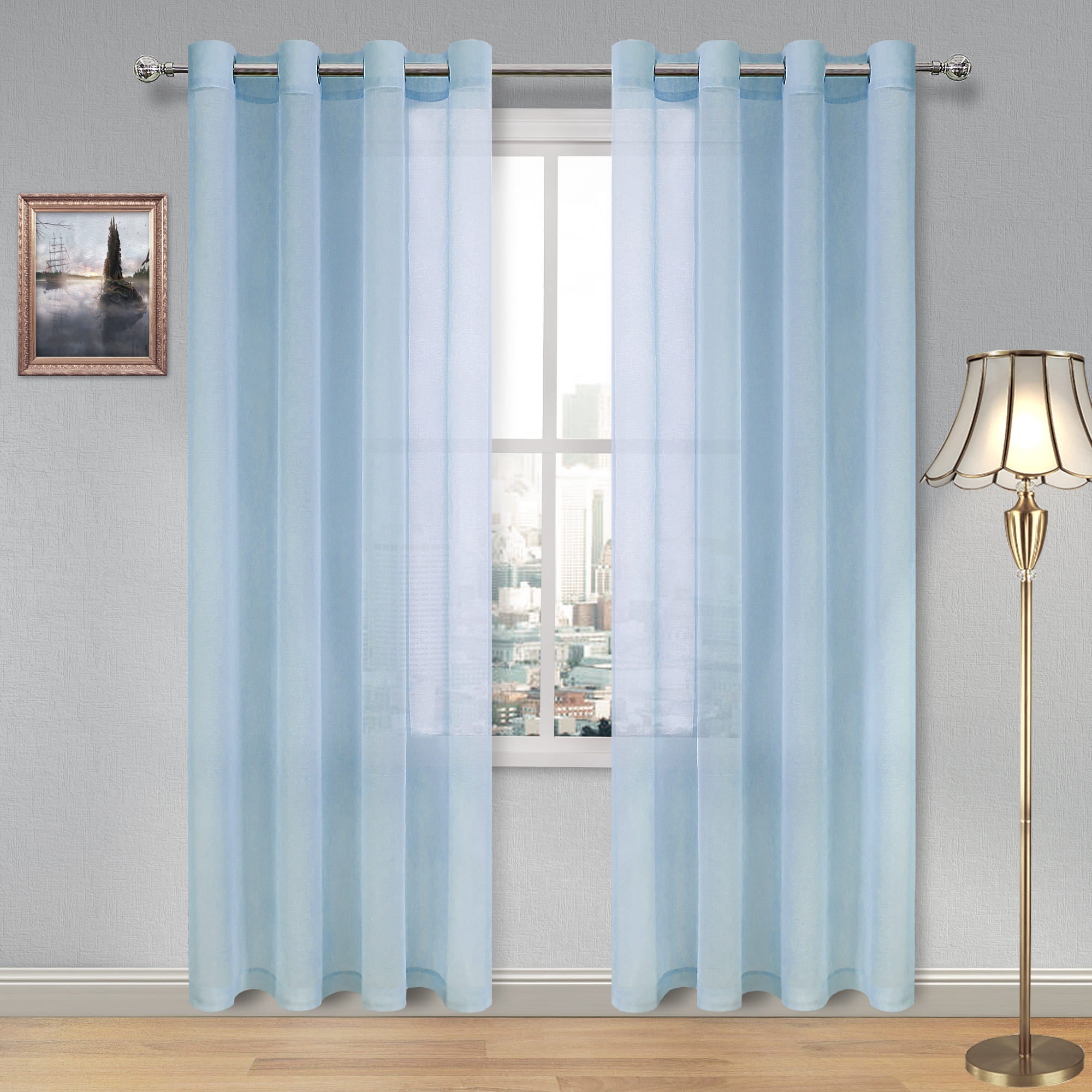 DWCN Faux Linen Sheer Curtains, Grommet Voile Window Curtain - DWCN UK