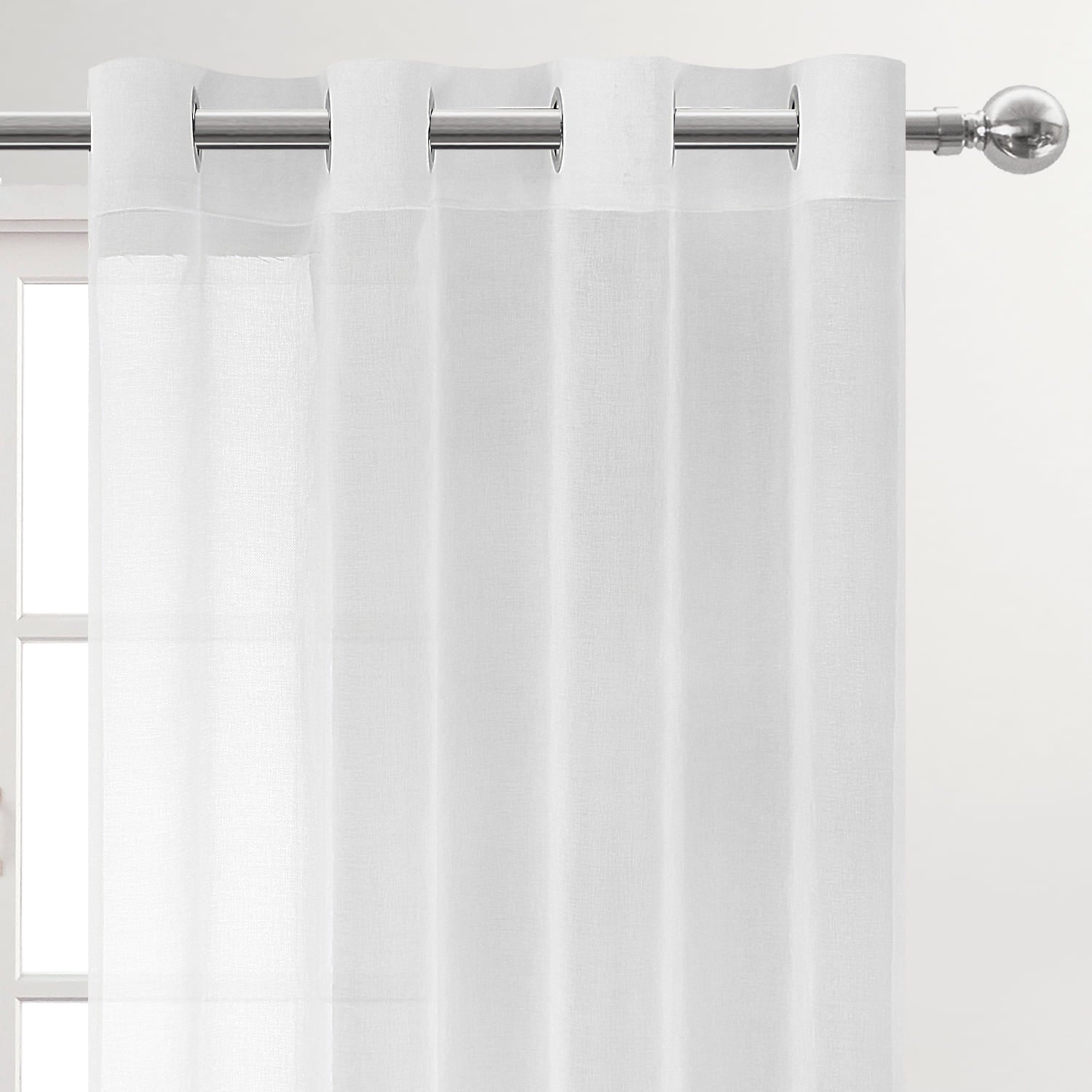 DWCN Faux Linen Sheer Curtains, Grommet Voile Window Curtain - DWCN UK