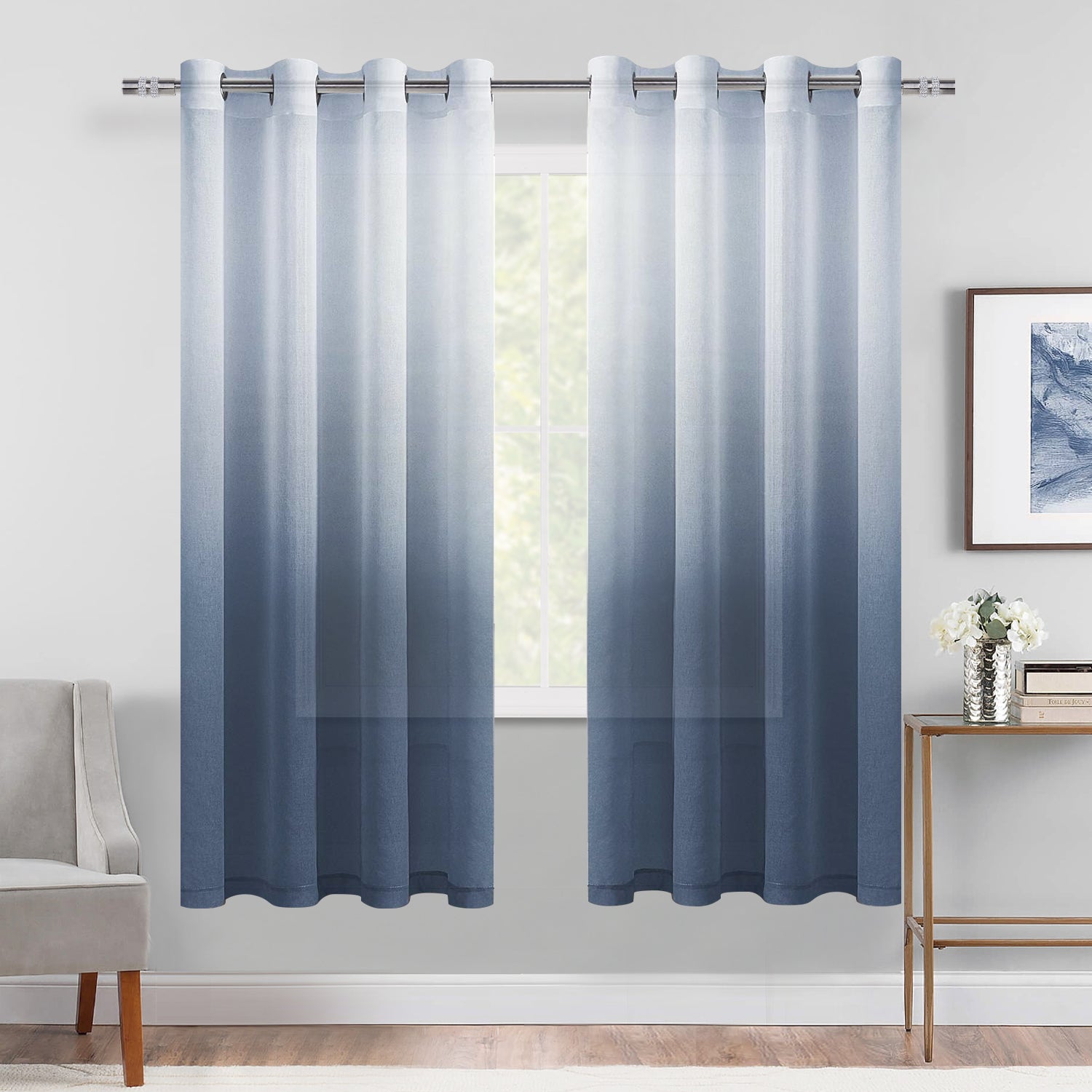 DWCN Gradient Sheer Curtains, Set of 2 Panels