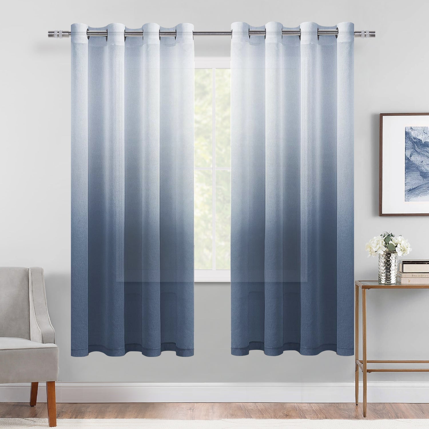 DWCN Gradient Sheer Curtains, Set of 2 Panels
