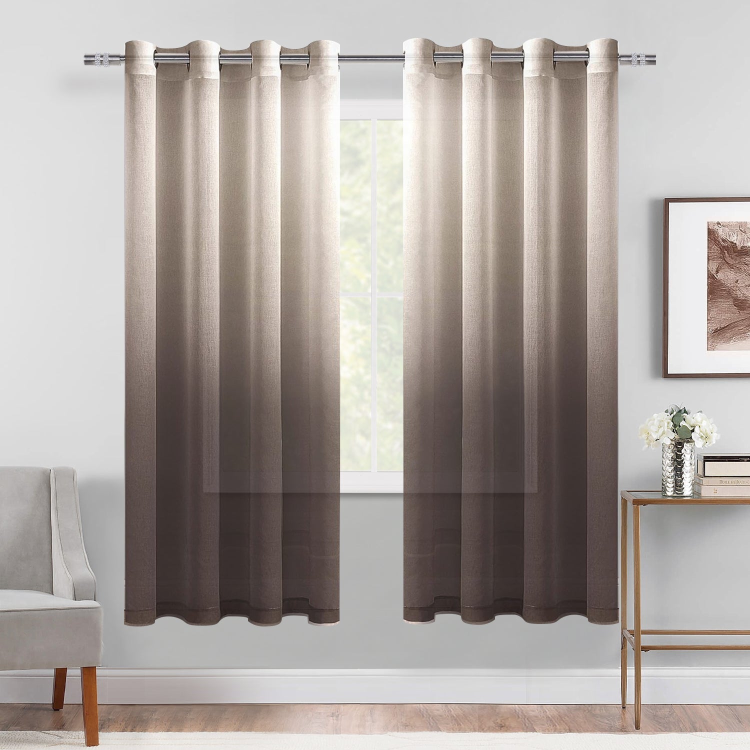 DWCN Gradient Sheer Curtains, Set of 2 Panels