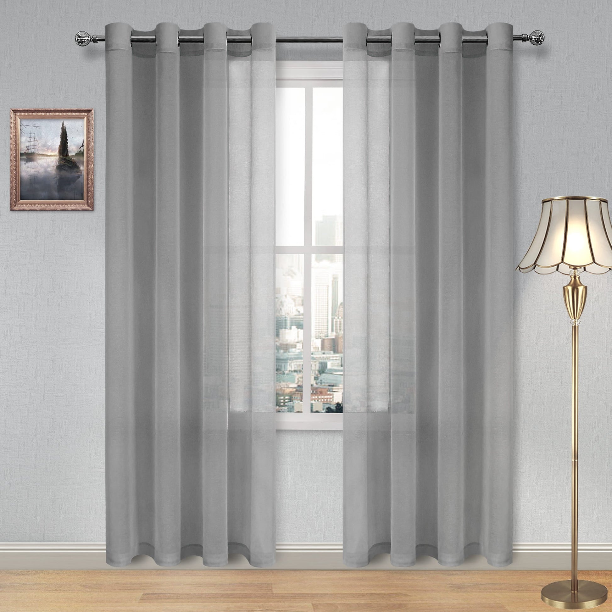 DWCN Faux Linen Sheer Curtains, Grommet Voile Window Curtain - DWCN UK