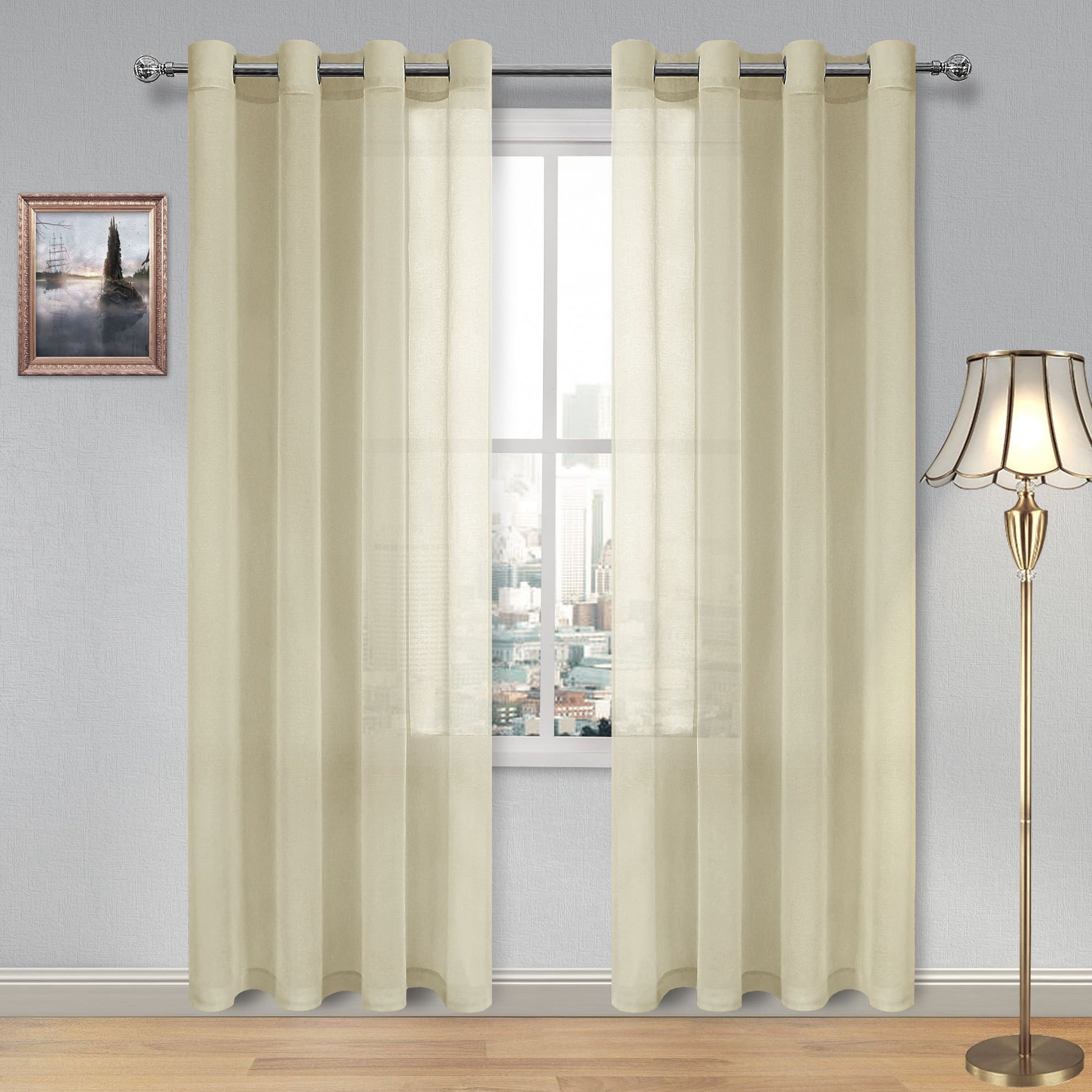 DWCN Faux Linen Sheer Curtains, Grommet Voile Window Curtain - DWCN UK