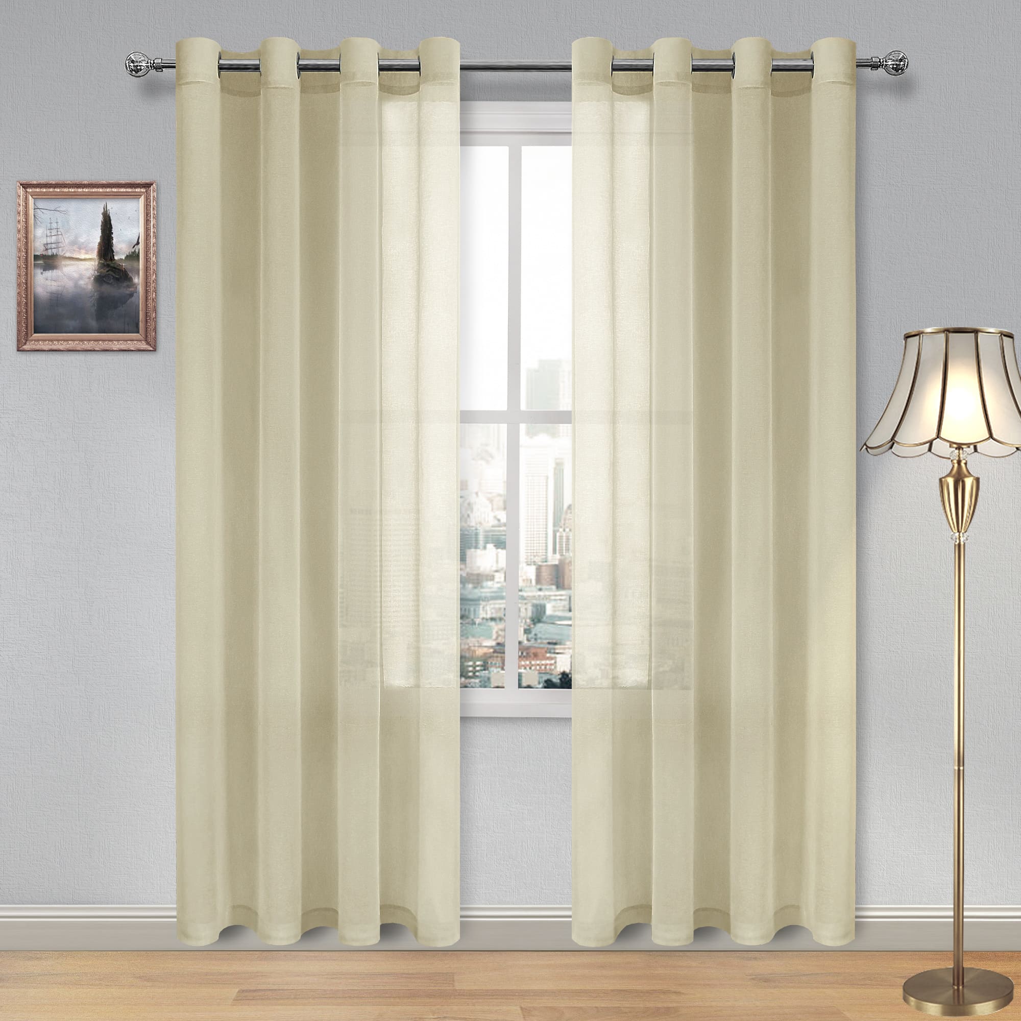 DWCN Faux Linen Sheer Curtains, Grommet Voile Window Curtain - DWCN UK