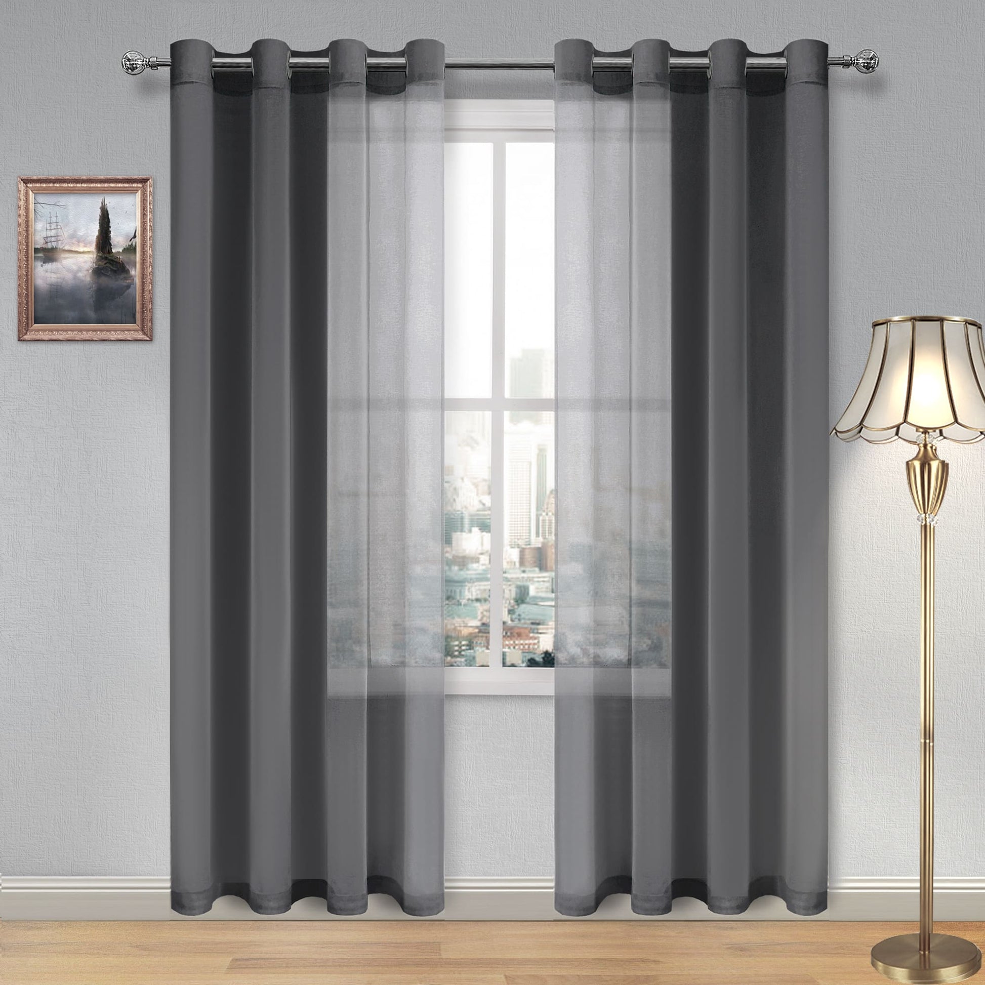DWCN Faux Linen Sheer Curtains, Grommet Voile Window Curtain - DWCN UK