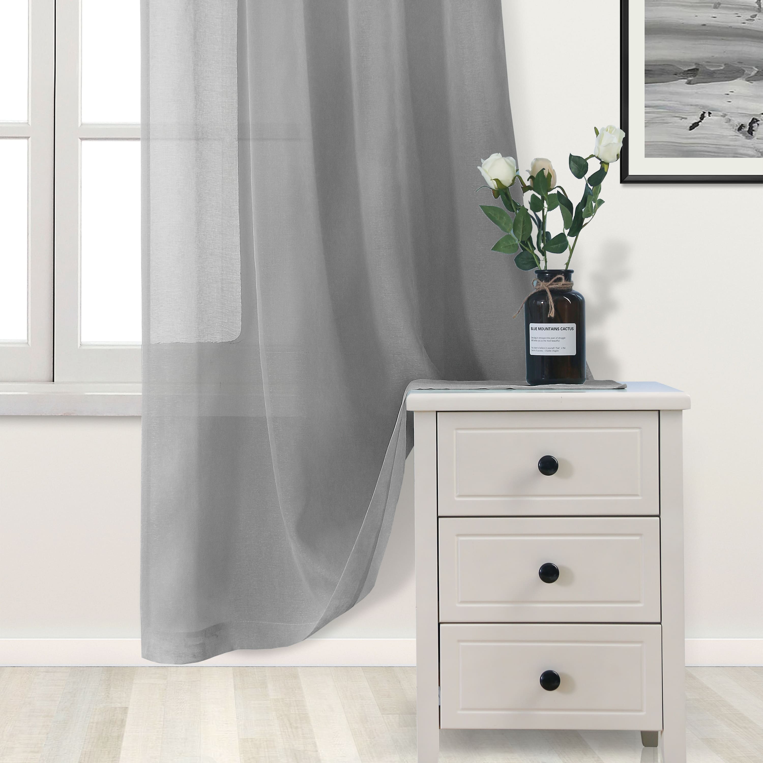 DWCN Faux Linen Sheer Curtains, Grommet Voile Window Curtain - DWCN UK