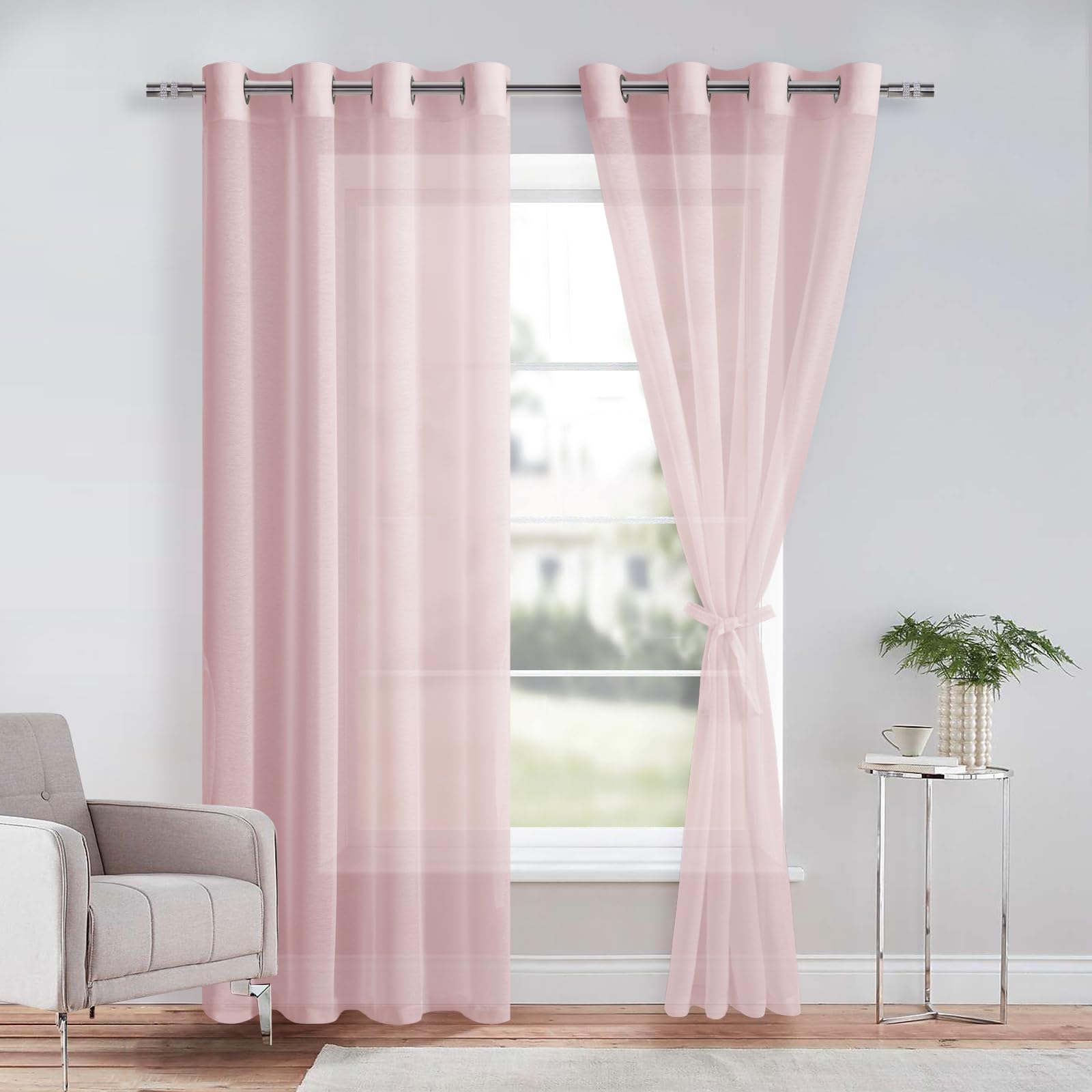 DWCN Grommet Sheer Curtains with Tiebacks - DWCN UK