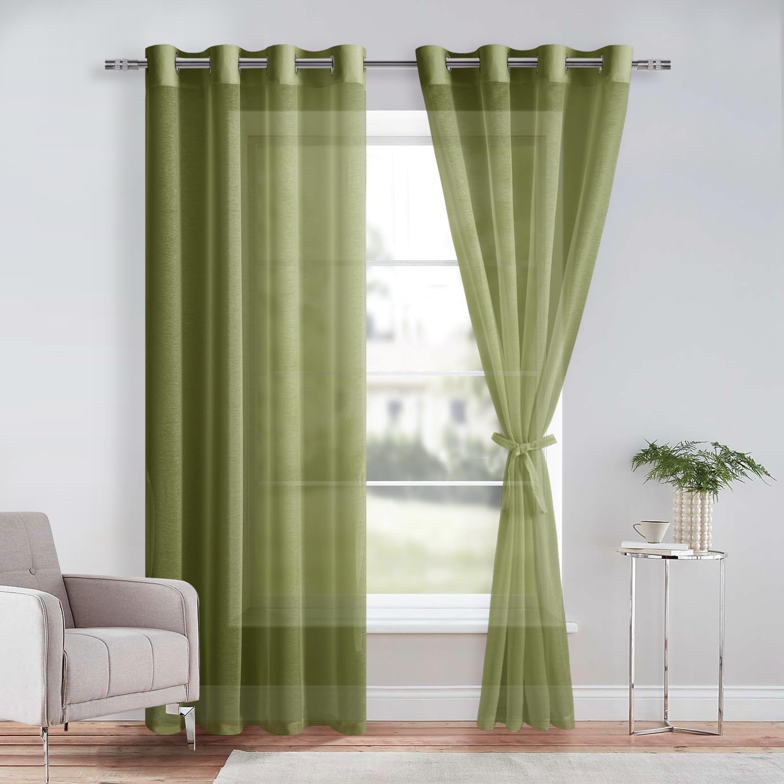DWCN Grommet Sheer Curtains with Tiebacks - DWCN UK