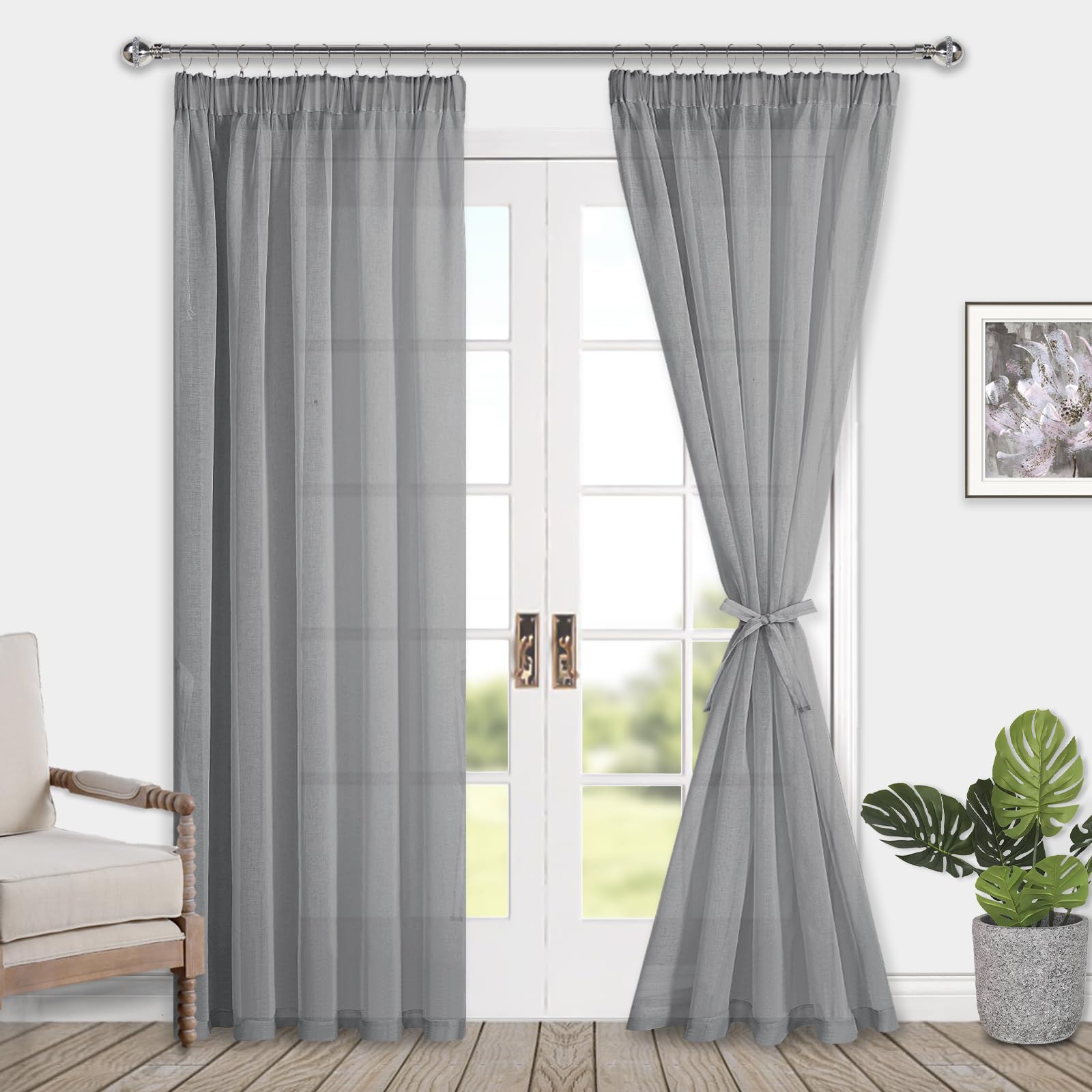DWCN Sheer Curtains with Tiebacks - DWCN UK