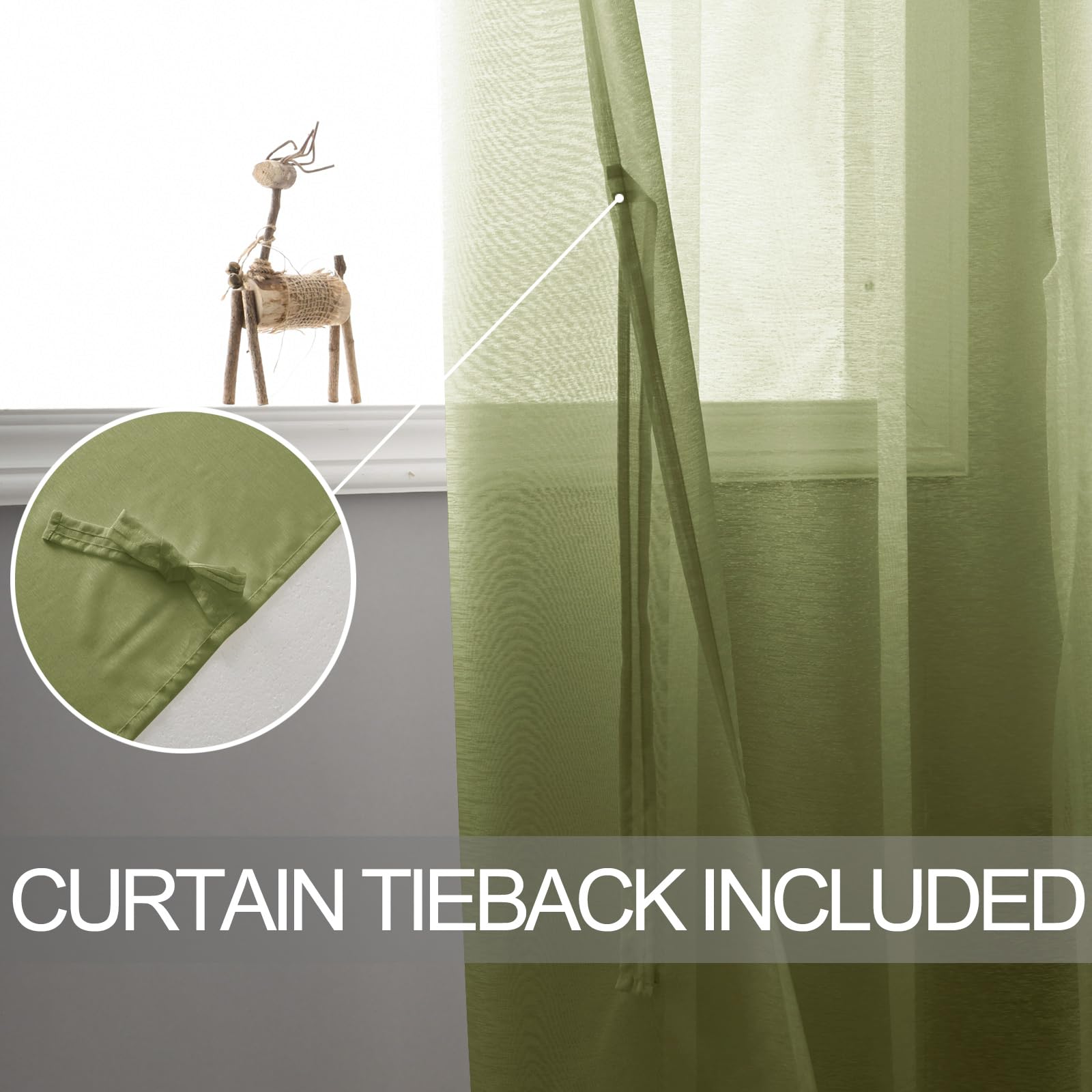 DWCN Grommet Sheer Curtains with Tiebacks - DWCN UK