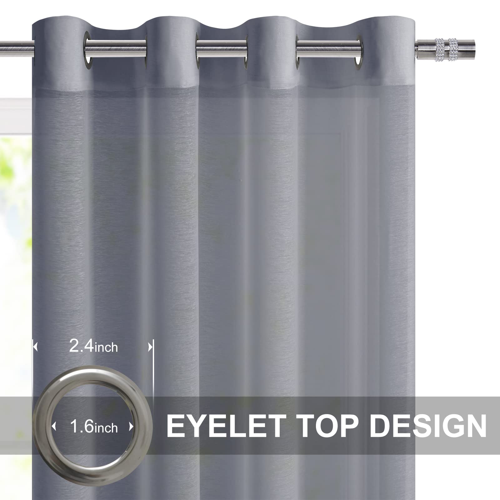 DWCN Grommet Sheer Curtains with Tiebacks - DWCN UK