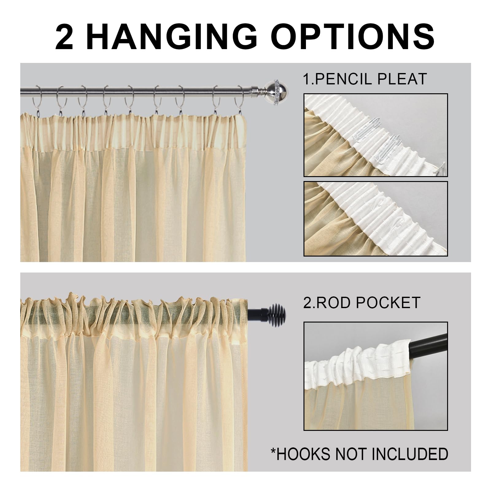 DWCN Sheer Curtains with Tiebacks - DWCN UK