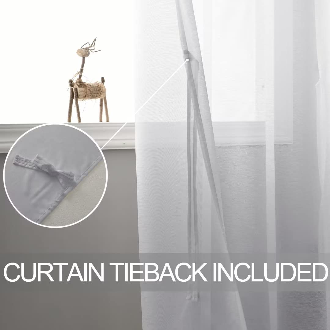 DWCN Grommet Sheer Curtains with Tiebacks - DWCN UK