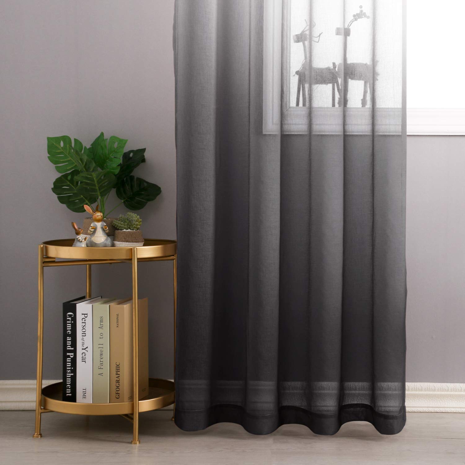 DWCN Gradient Sheer Curtains, Set of 2 Panels