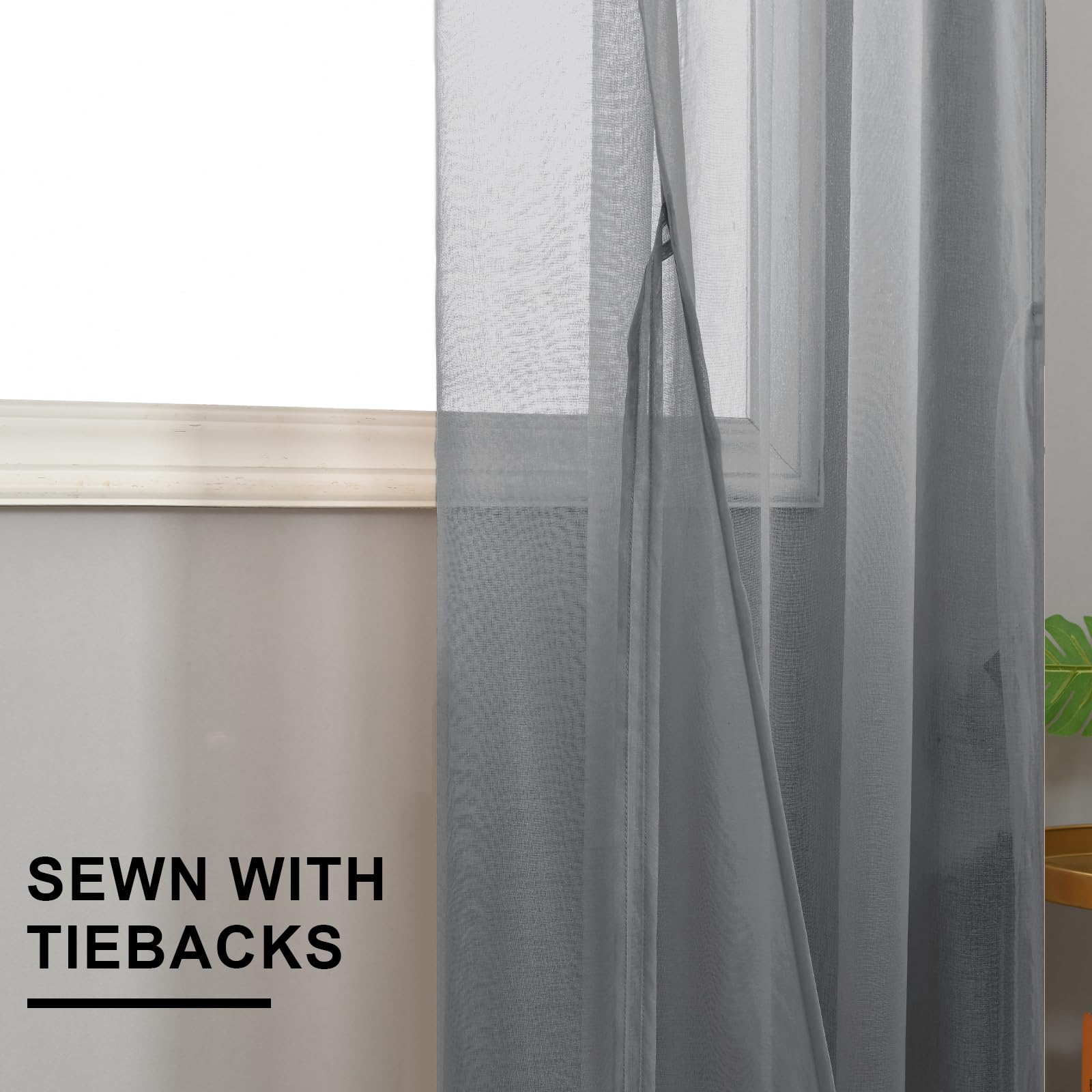 DWCN Sheer Curtains with Tiebacks - DWCN UK