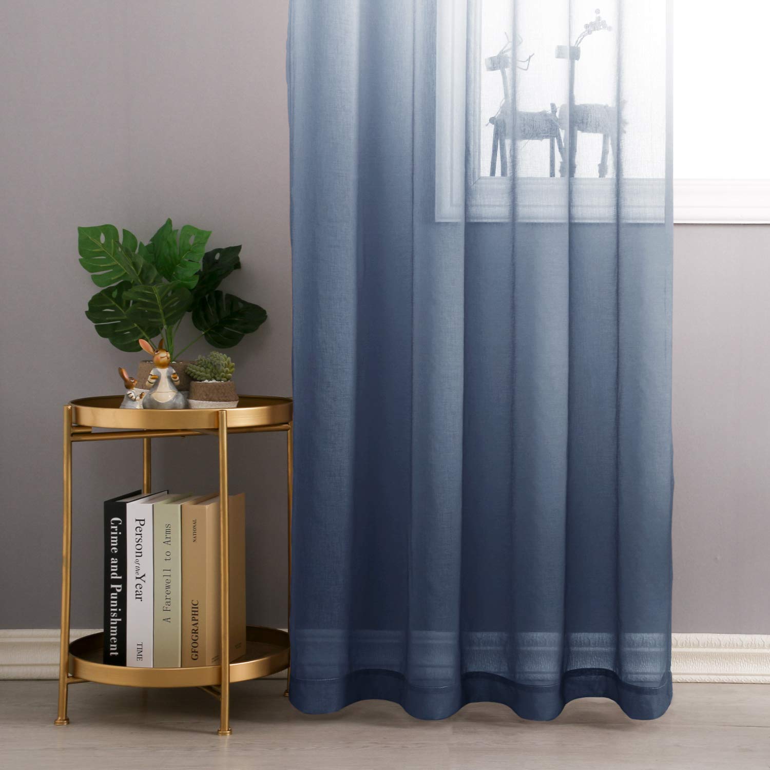 DWCN Gradient Sheer Curtains, Set of 2 Panels