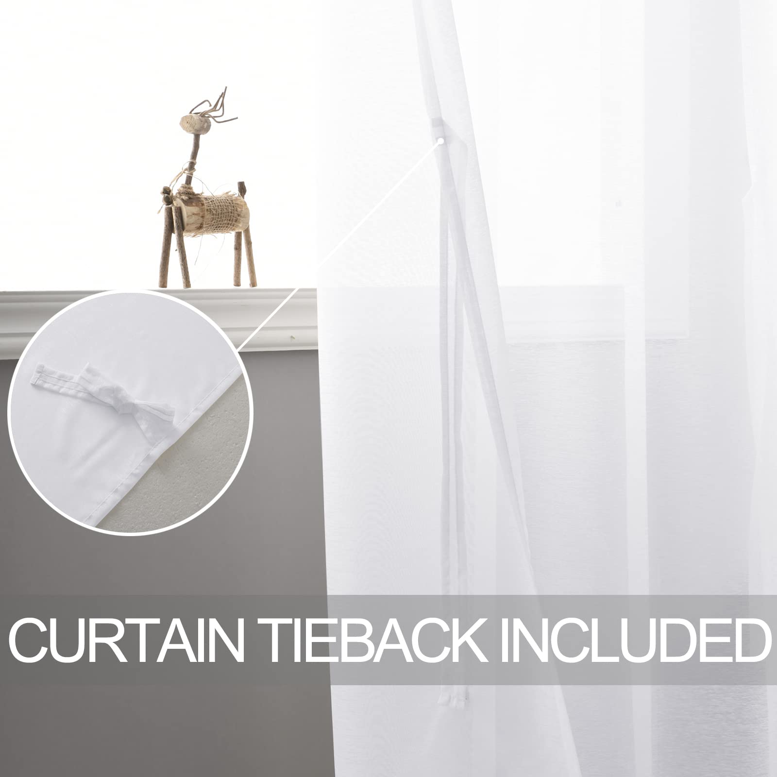 DWCN Grommet Sheer Curtains with Tiebacks - DWCN UK