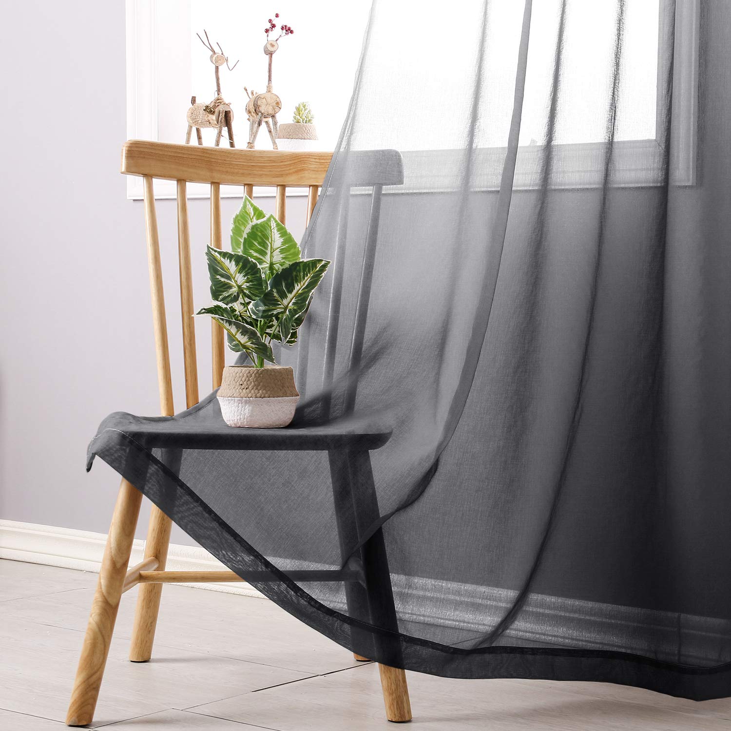 DWCN Gradient Sheer Curtains, Set of 2 Panels