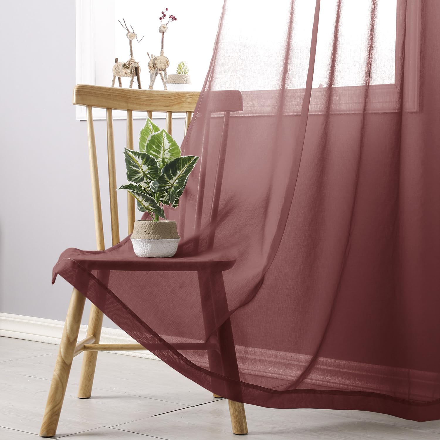DWCN Gradient Sheer Curtains, Set of 2 Panels