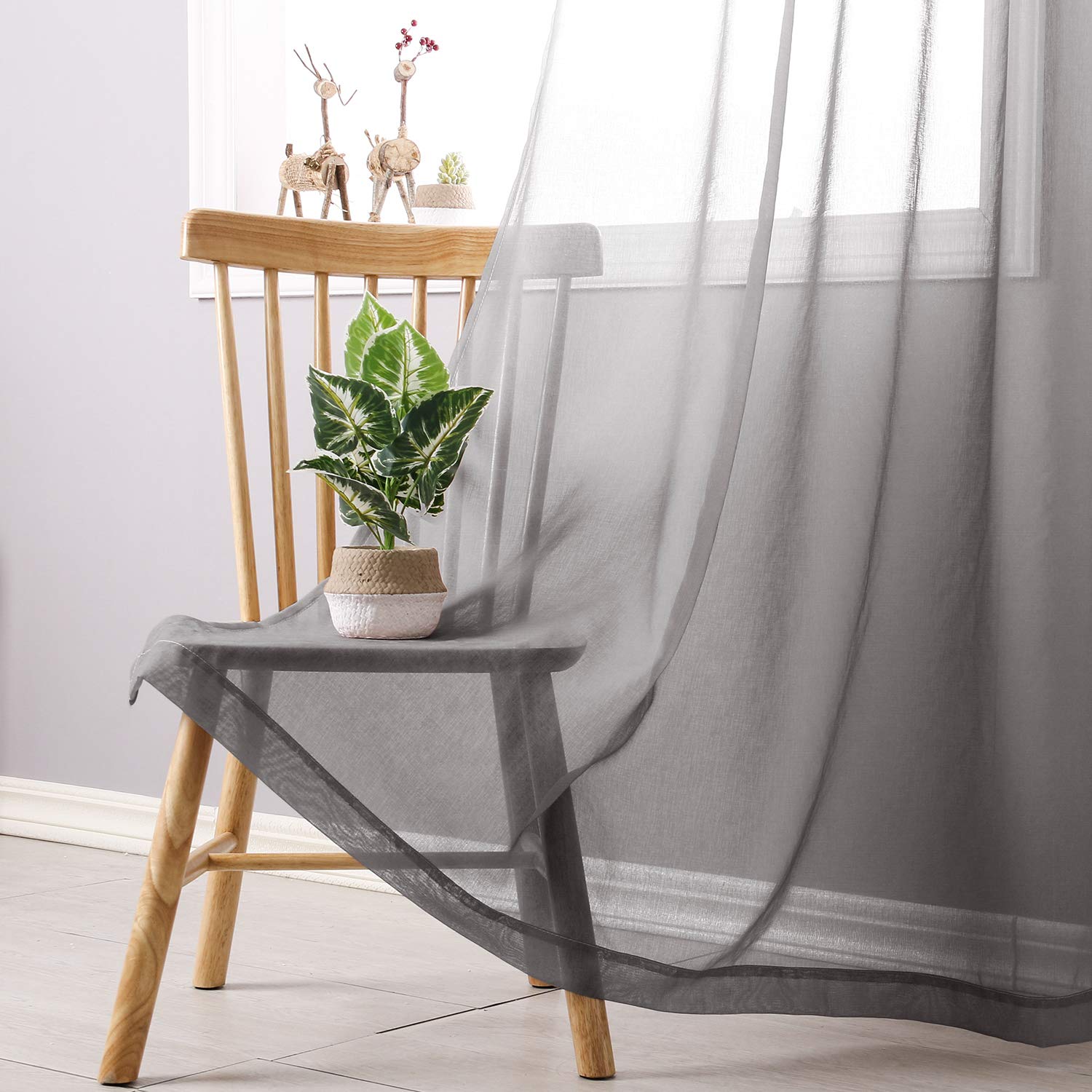 DWCN Gradient Sheer Curtains, Set of 2 Panels